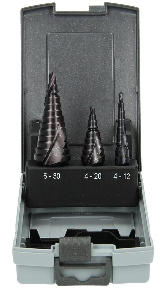 Step drill set HSS TiAlN 3 pieces D.4-12 / 4-20 / 6-30MM - 780104