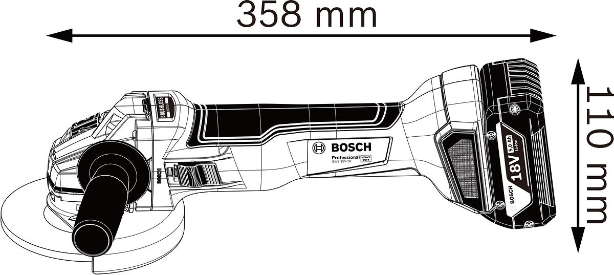 GWS 18V-10 Cordless Angle Grinder 115mm 18V Basic Body in L-Boxx - 06019J4001
