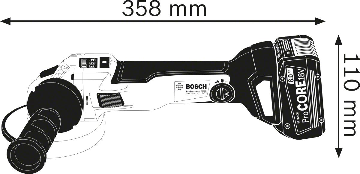 GWS 18V-10 SC Accu Haakse Slijper 125mm 18V 5.5Ah in L-Boxx - 06019G340E