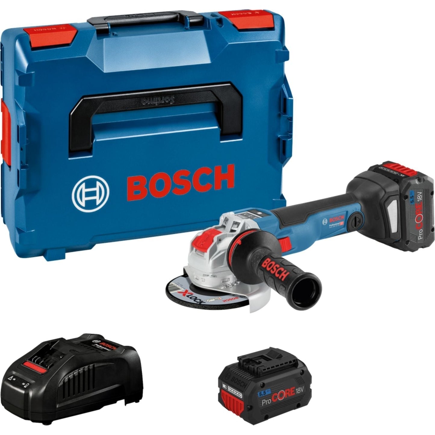 GWX 18V-10 SC Accu Haakse Slijper 125mm X-LOCK 18V 5,5Ah in L-Boxx - 06017B0402