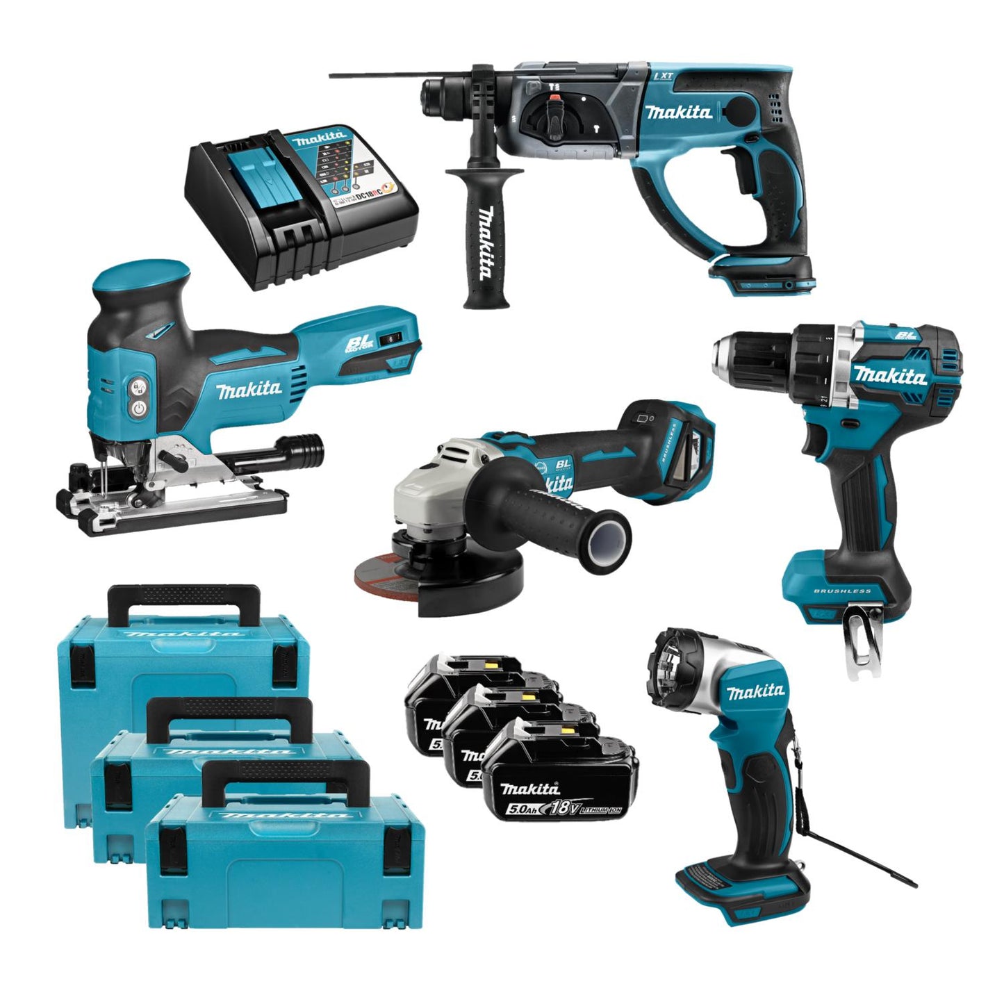 DLX5044TJ Accu Combiset 5-delig 18V 5.0Ah in Mbox