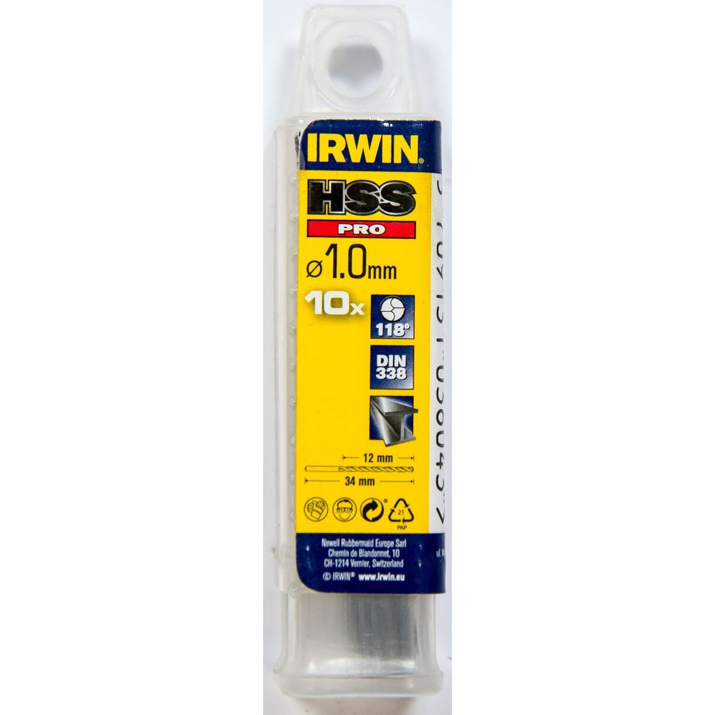 Irwin HSS PRO Metal drill 118° 1.0MM 10PCS - 10502241