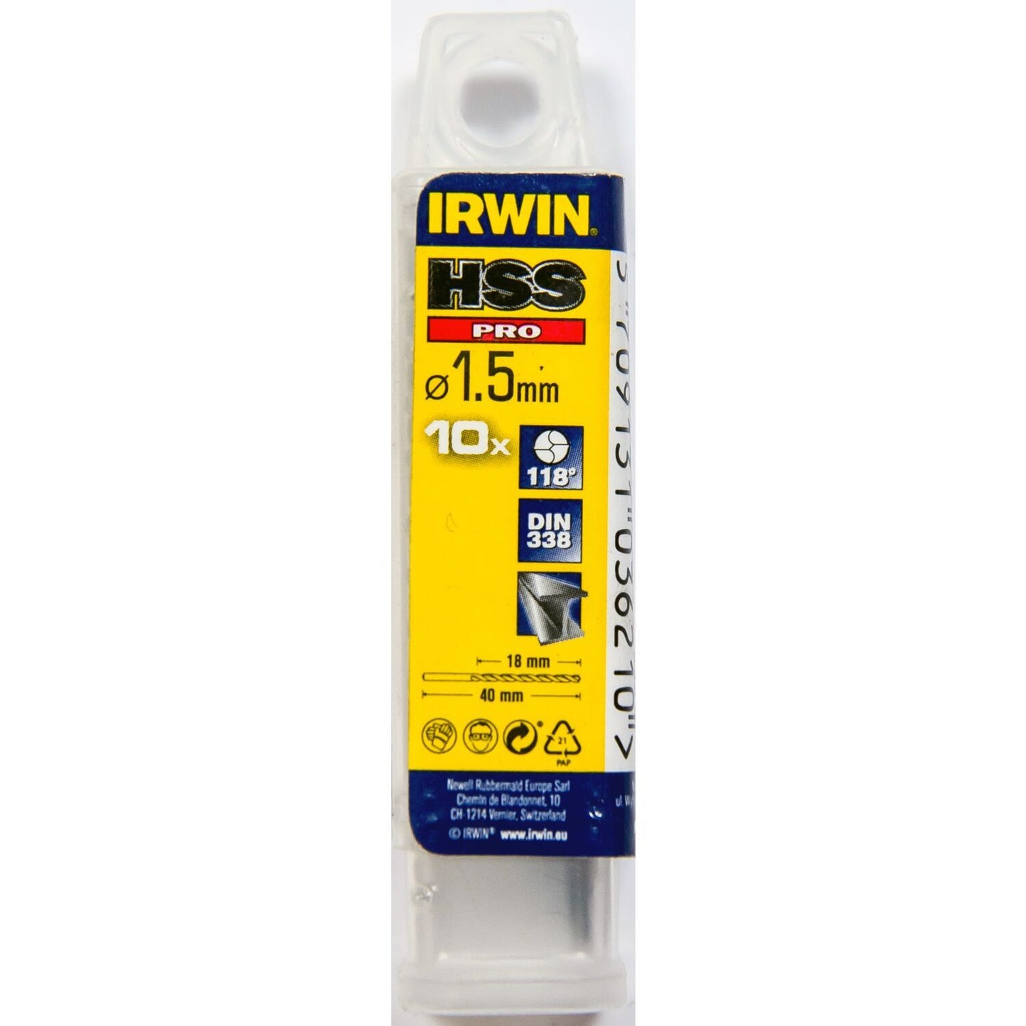 Irwin HSS PRO Metallbohrer 118° 1,5MM 10STK - 10502246