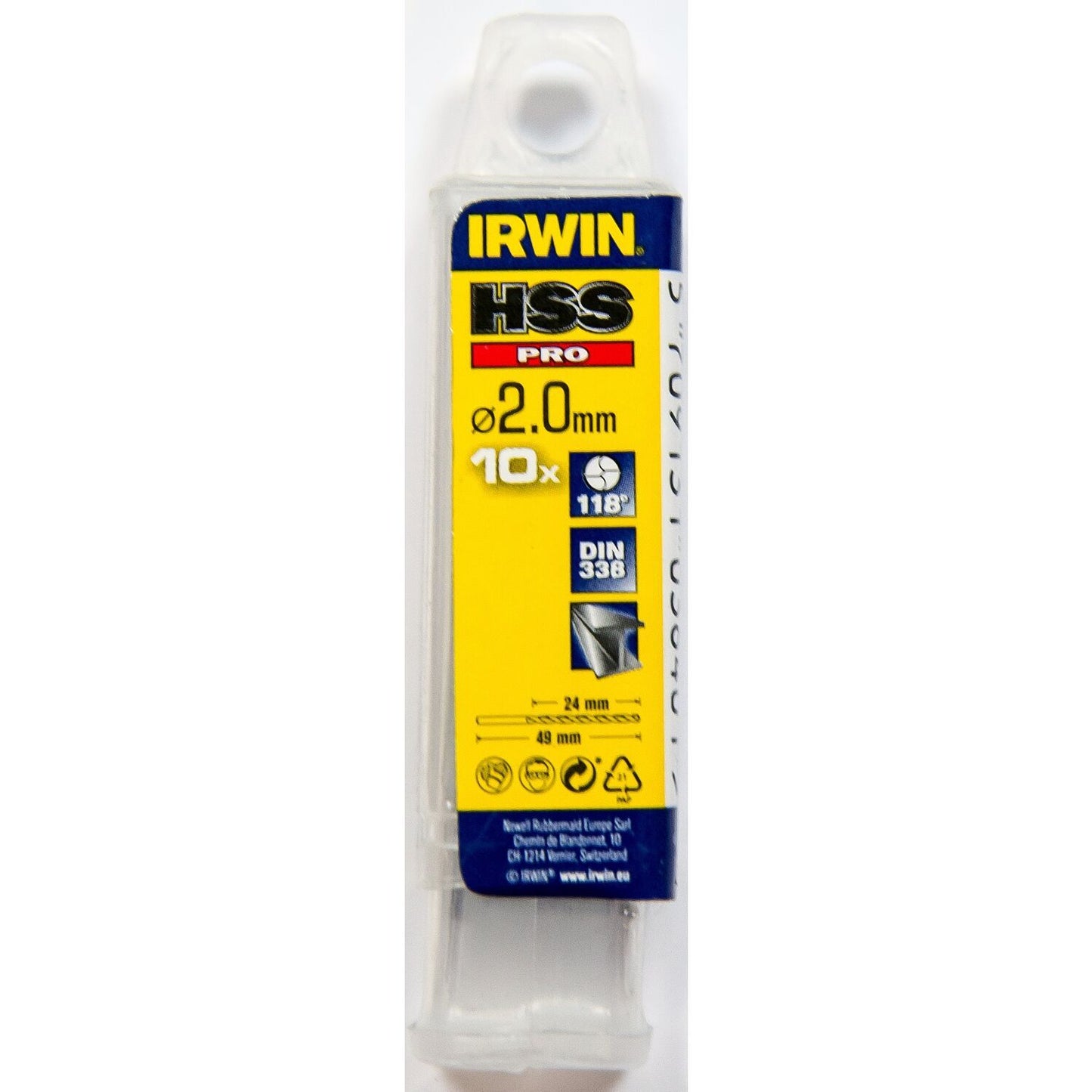 Irwin HSS PRO Metallbohrer 118° 2.0MM 10STK - 10502251