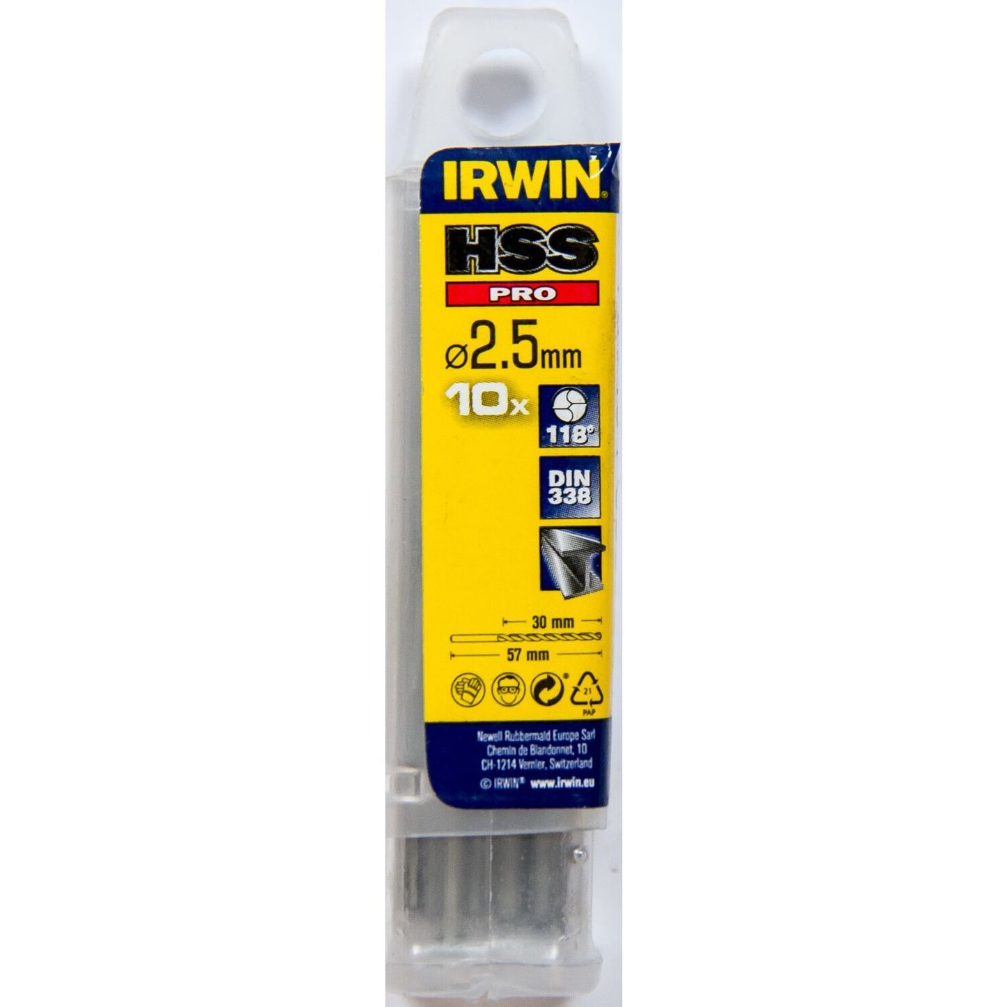 Irwin HSS PRO Metal drill 118° 2.5MM 10PCS - 10502256