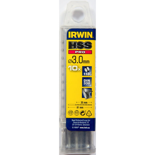 Irwin HSS PRO Metal drill 118° 3.0MM 10PCS - 10502261