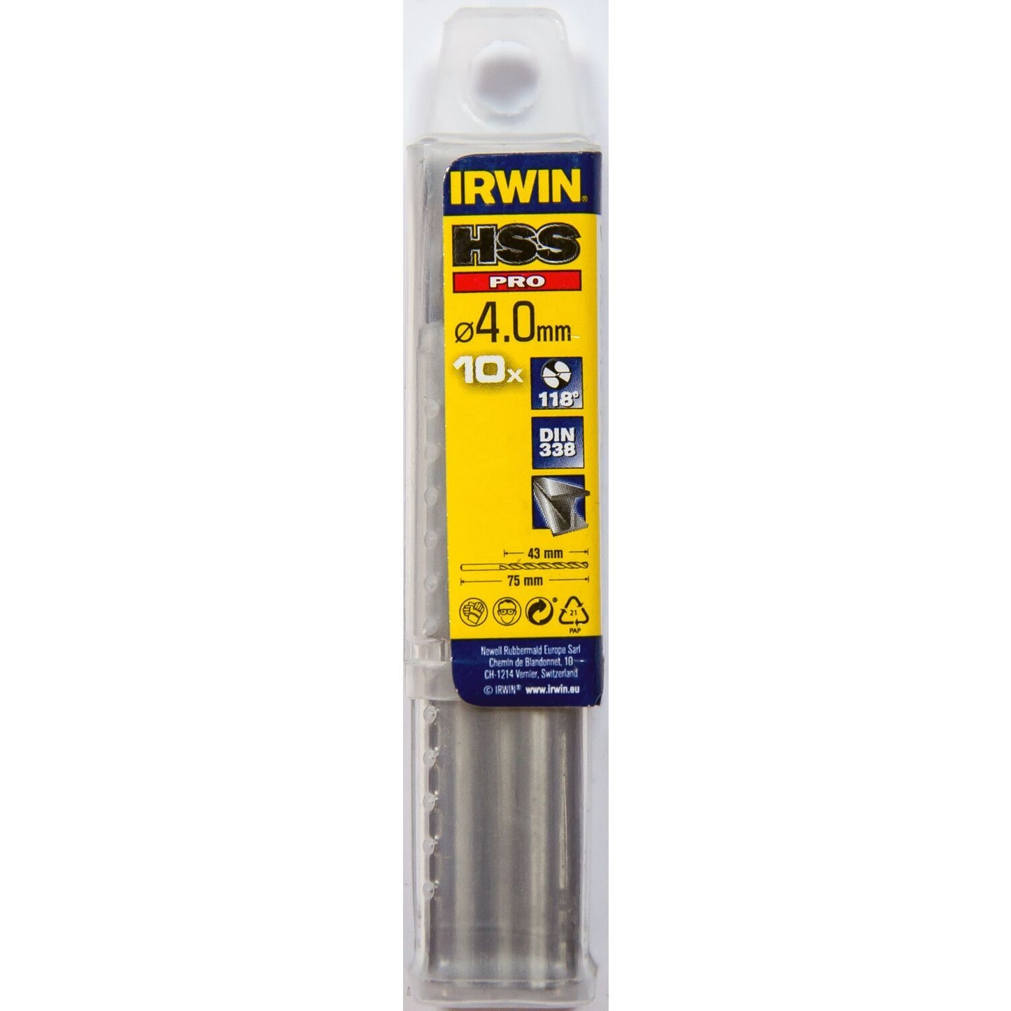 Irwin HSS PRO Metaalboor 118° 4.0MM 10PCS - 10502271