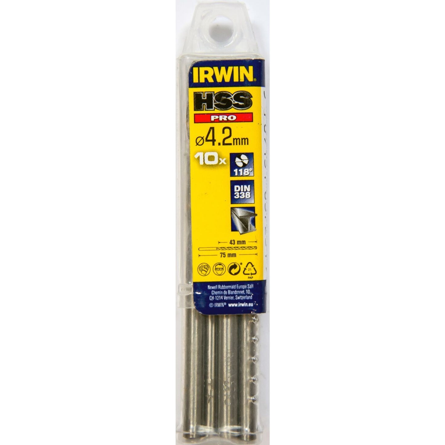 Irwin HSS PRO Metaalboor 118° 4.2MM 10PCS - 10502273