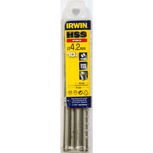 Irwin HSS PRO Metal drill 118° 4.2MM 10PCS - 10502273