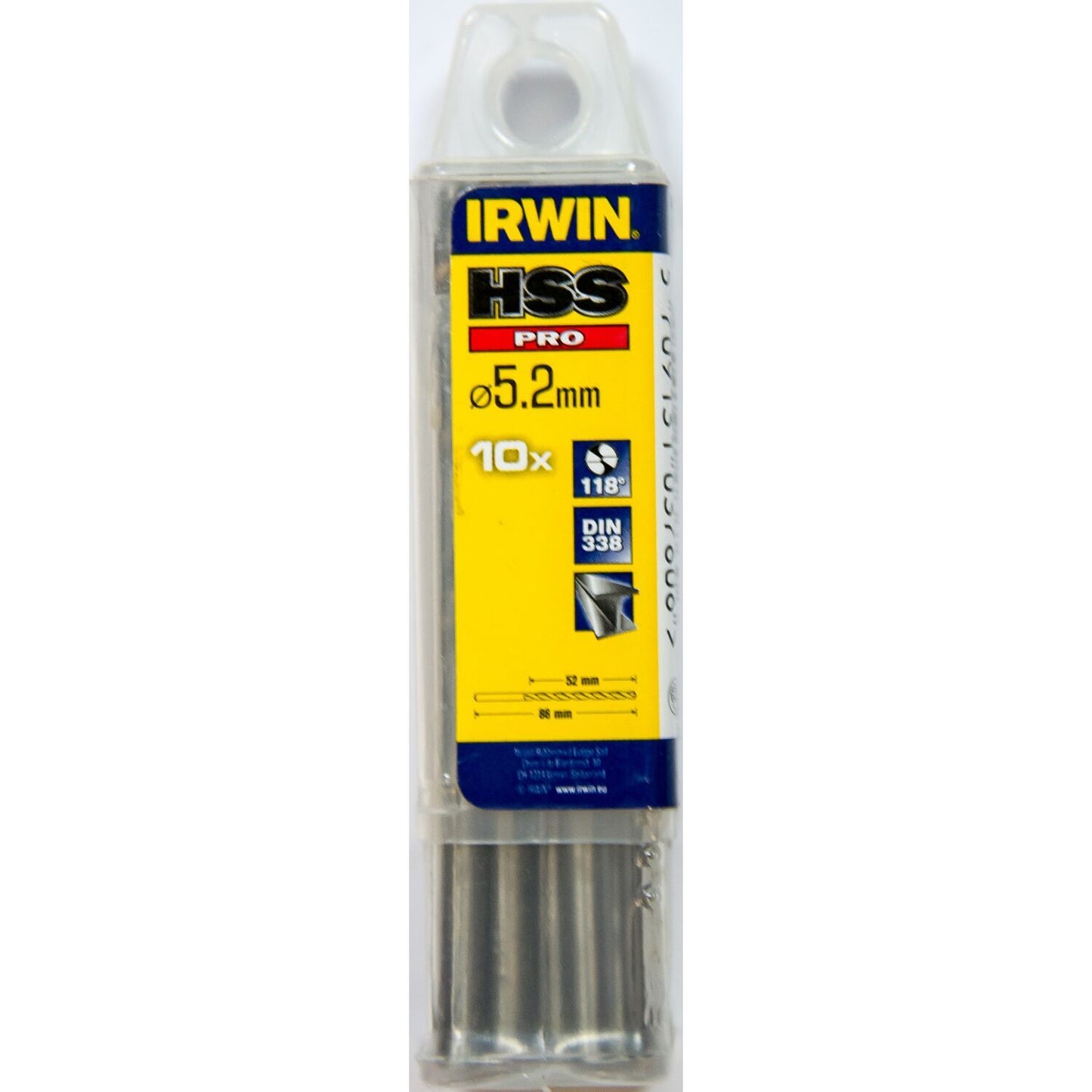 Irwin HSS PRO Metal drill 118° 5.2MM 10PCS - 10502283