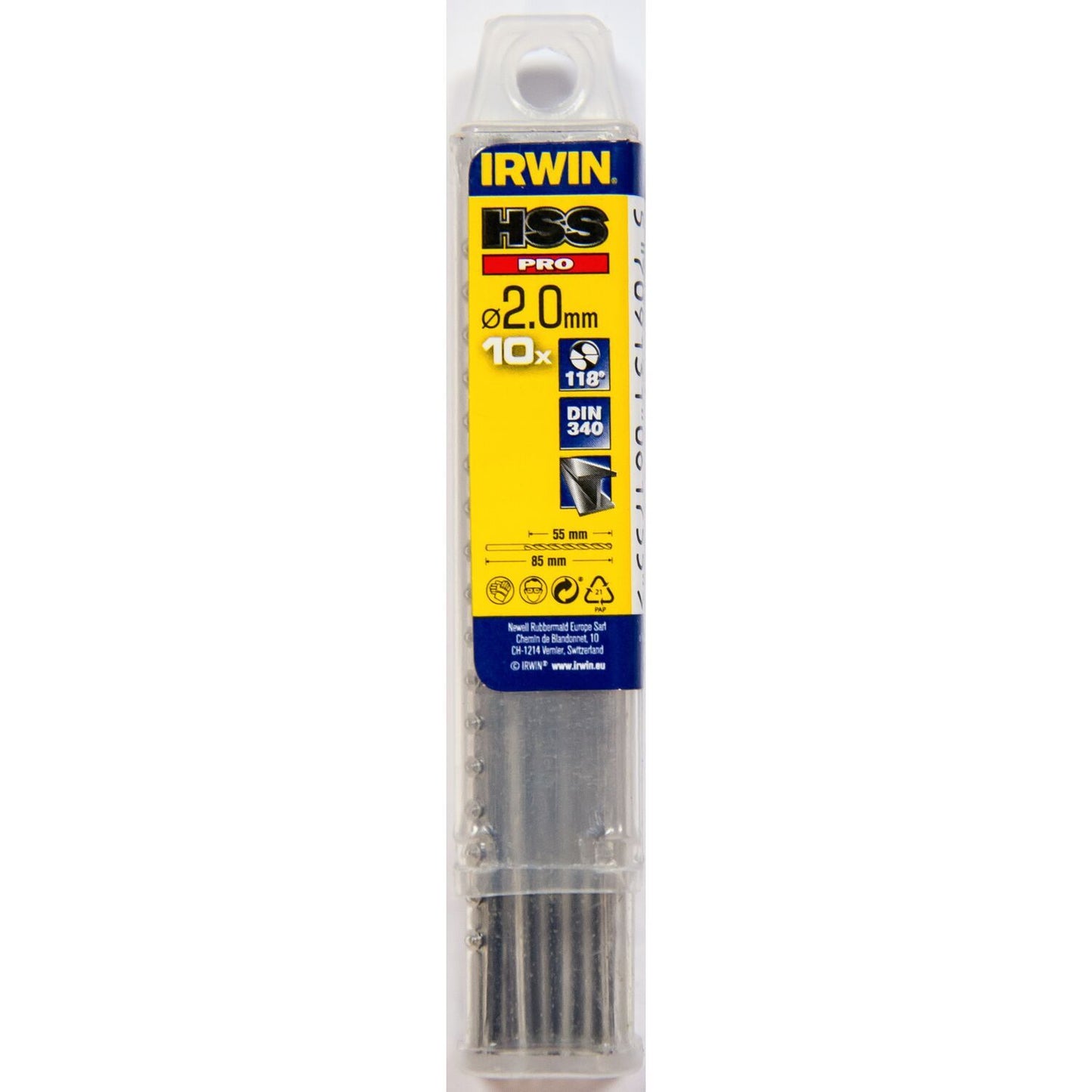 Irwin HSS PRO Metaalboor (lang) 118° 2.0MM 10PCS - 10502482