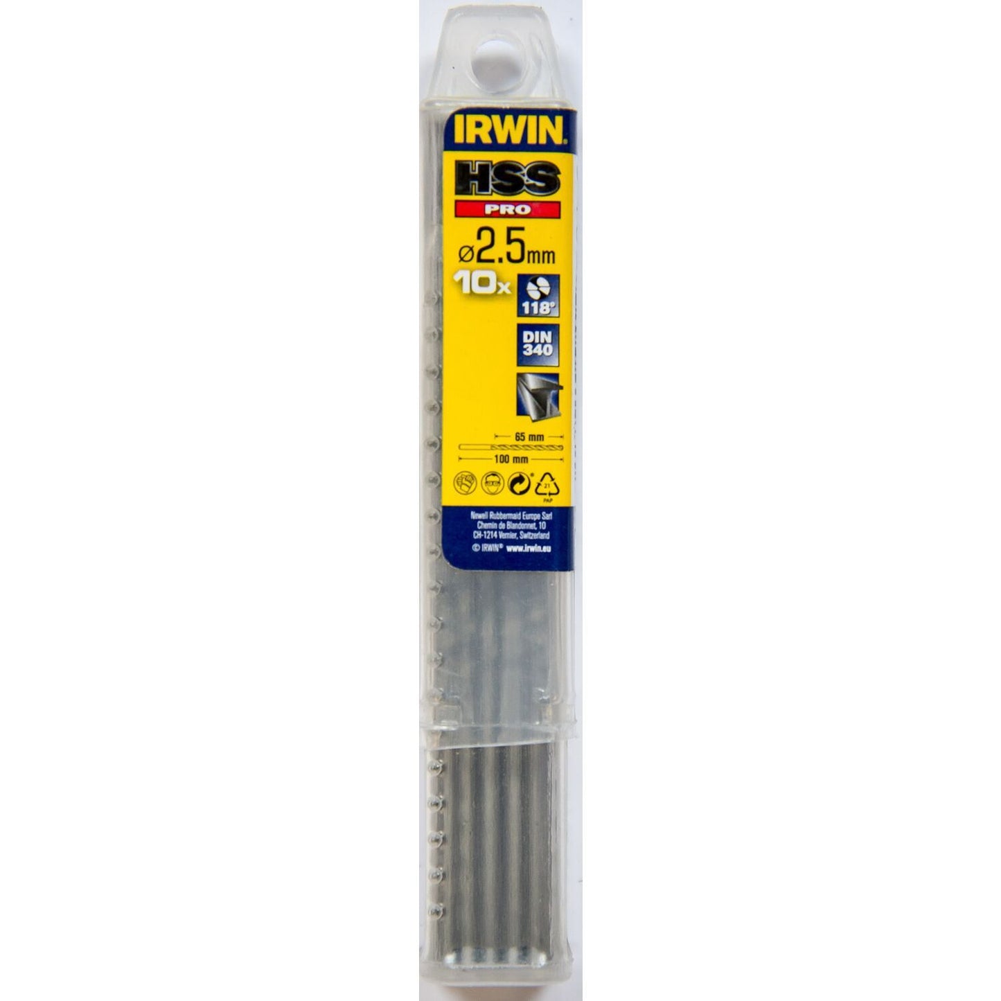 Irwin HSS PRO Metaalboor (lang) 118° 2.5MM 10PCS - 10502483