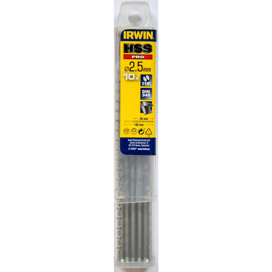 Irwin HSS PRO Metaalboor (lang) 118° 2.5MM 10PCS - 10502483