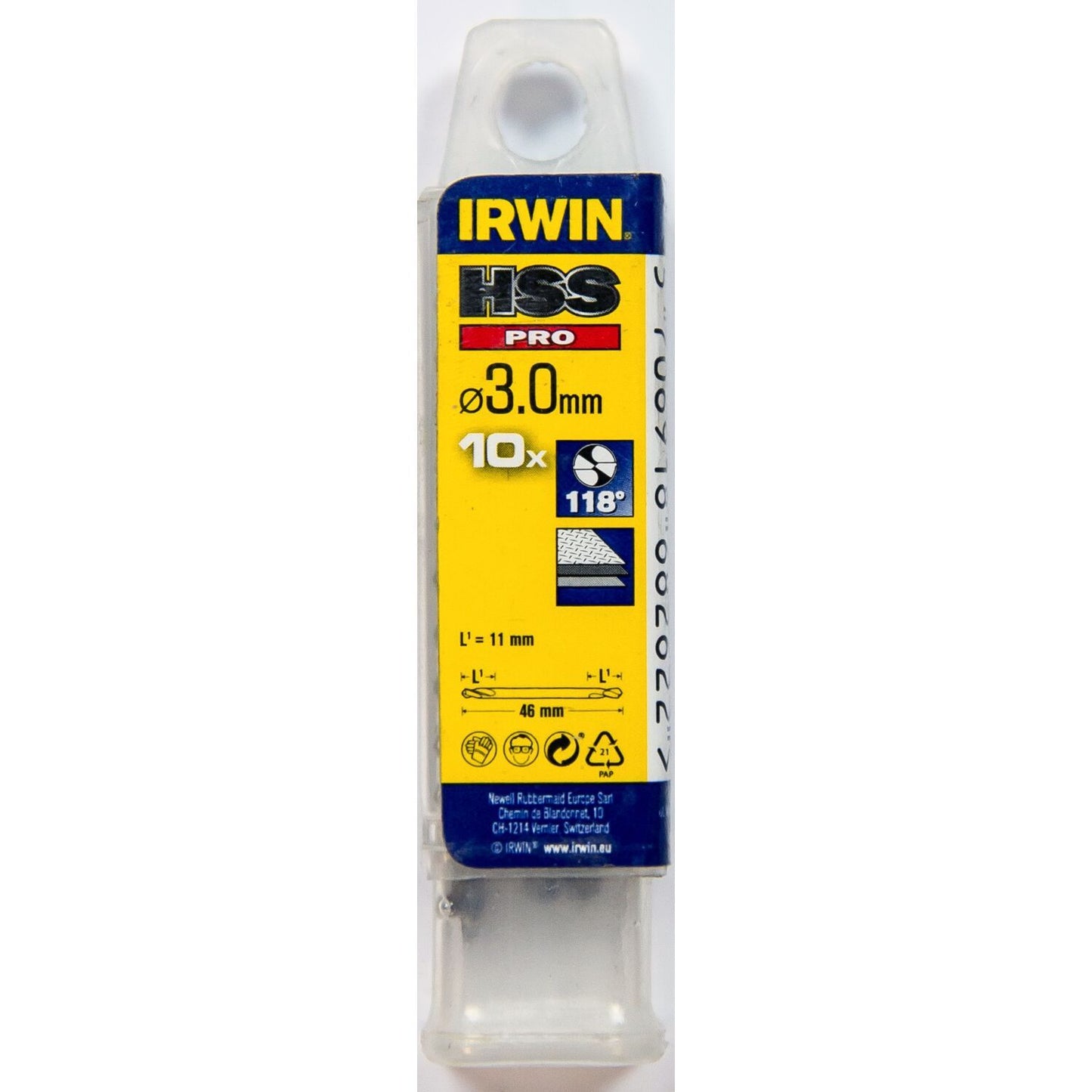 Irwin HSS PRO Metal drill bit (long) 118° 3.0MM 10PCS - 10502484