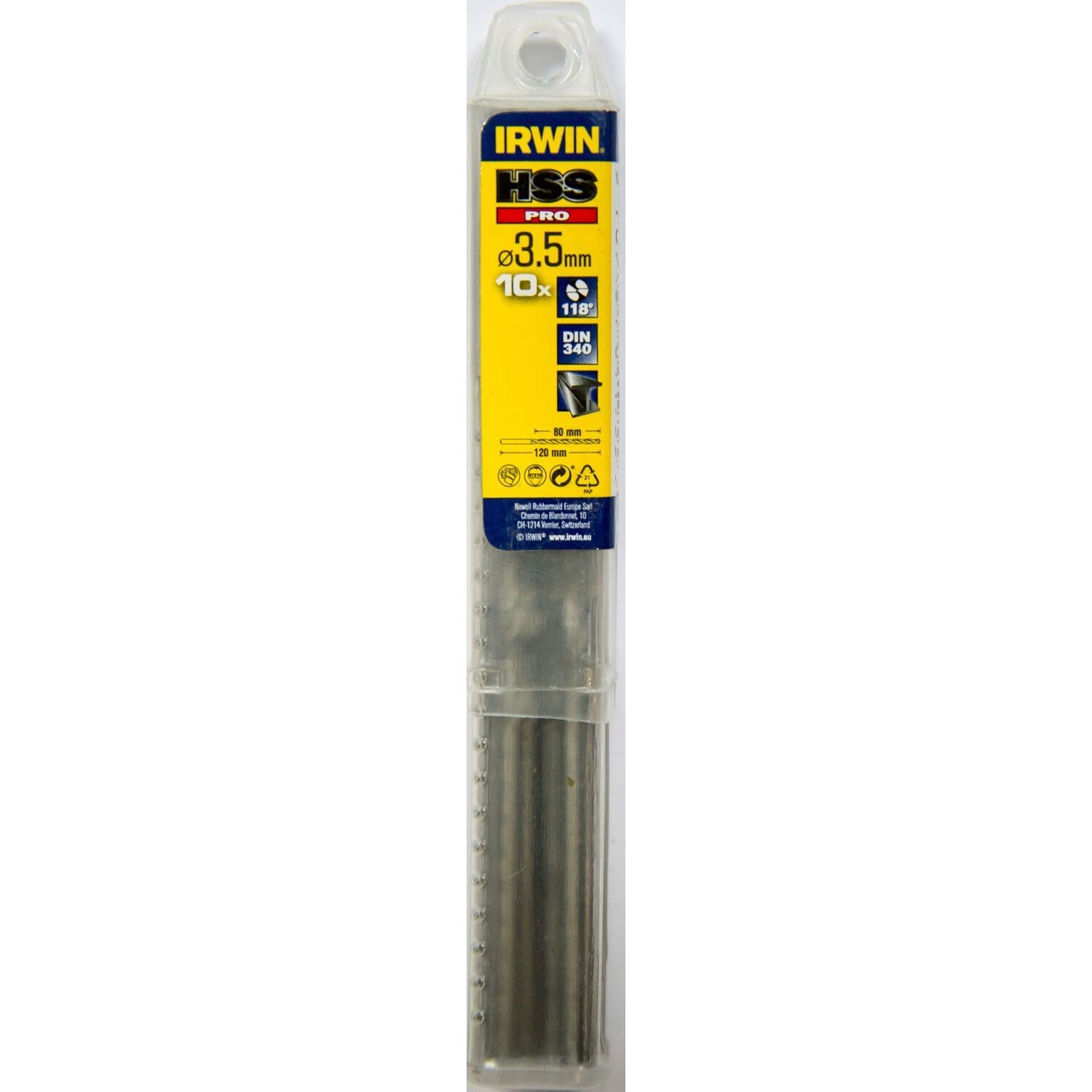 Irwin HSS PRO Metal drill (long) 118° 3.5MM 10PCS - 10502485
