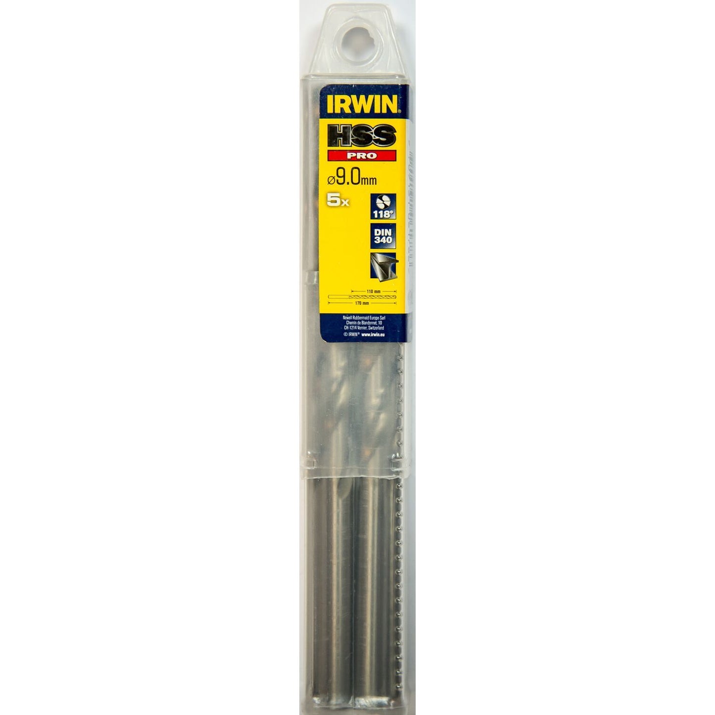 Irwin HSS PRO Metaalboor (lang) 118° 9.0MM 5PCS - 10502496