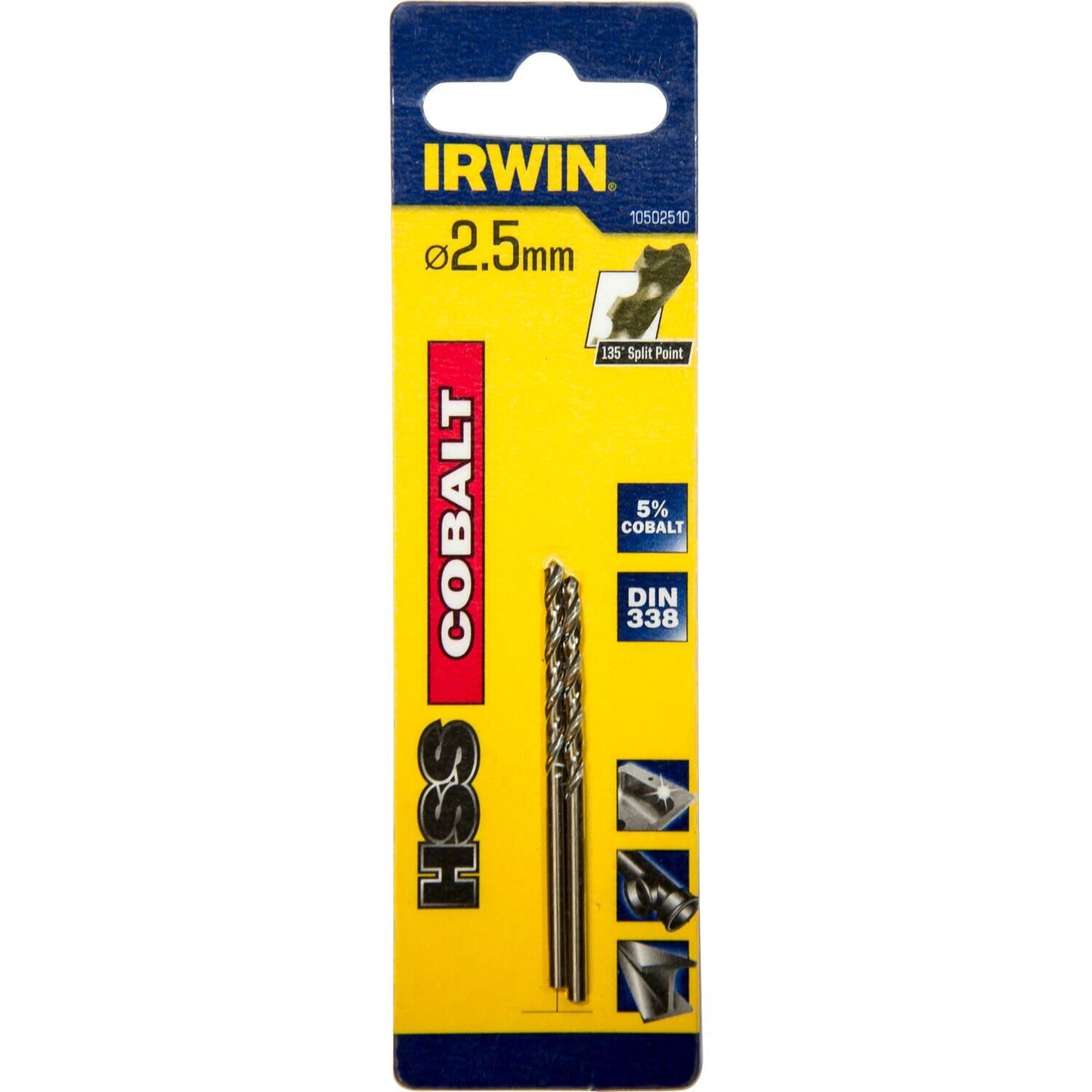 Irwin HSS Metal Drill 135° Cobalt 2.5MM - 10502510