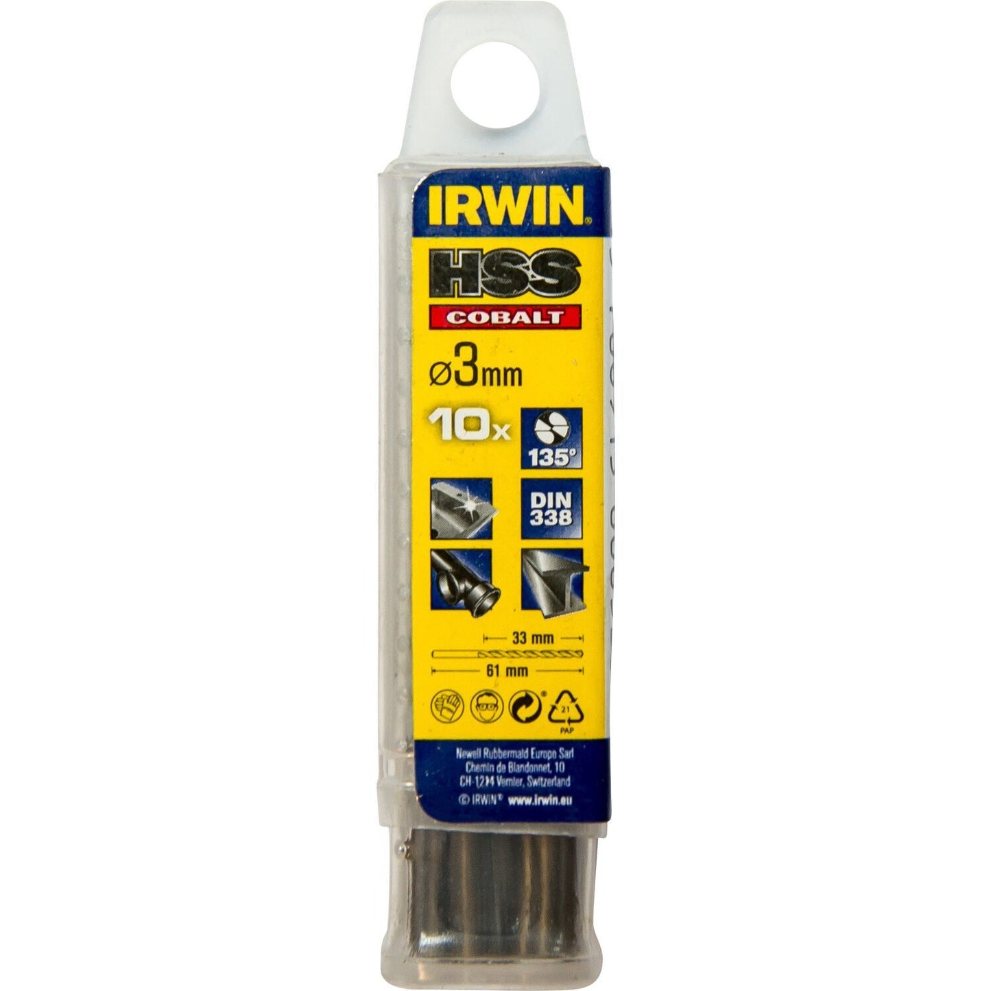 Irwin HSS Metaalboor 135° Cobalt 3.0 10PCS - 10502515