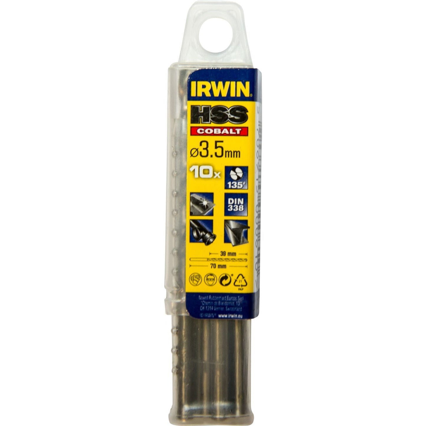 Irwin HSS Metaalboor 135° Cobalt 3.5 10PCS - 10502519