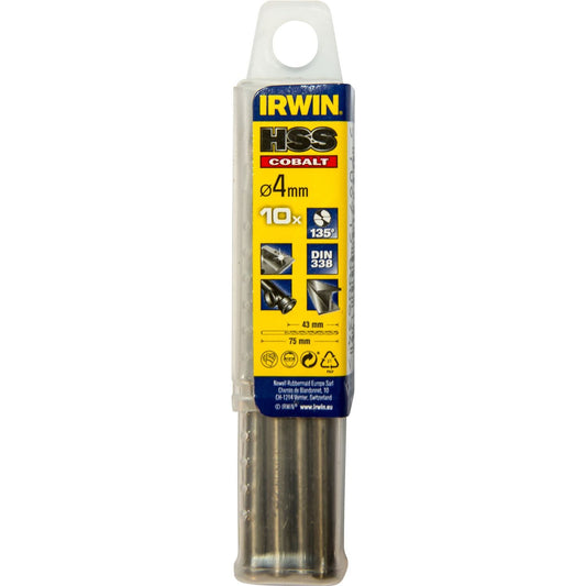 Irwin HSS Metallbohrer 135° Kobalt 4.0 10PCS - 10502520