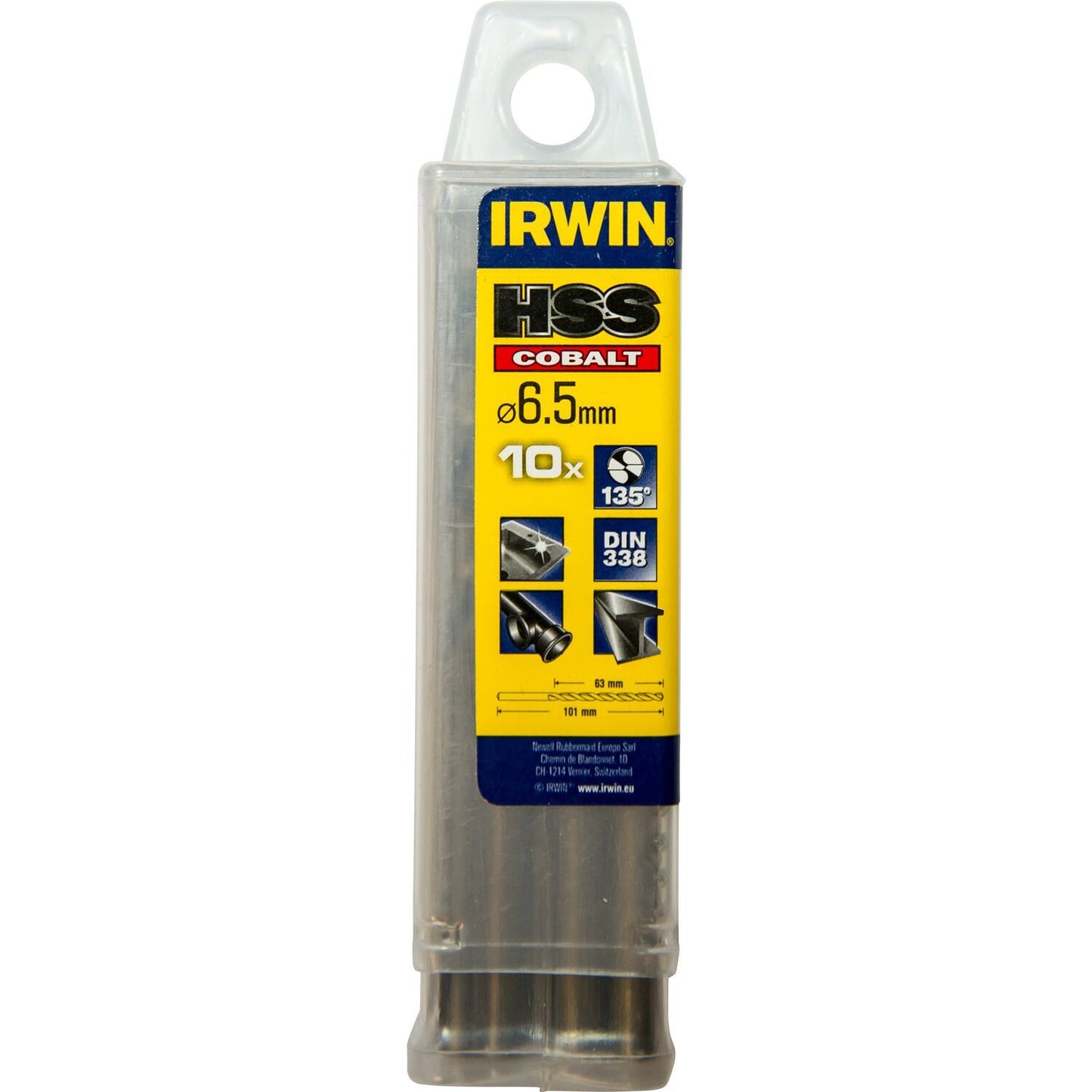 Irwin HSS Metaalboor 135° Cobalt 6.5 10PCS - 10502531