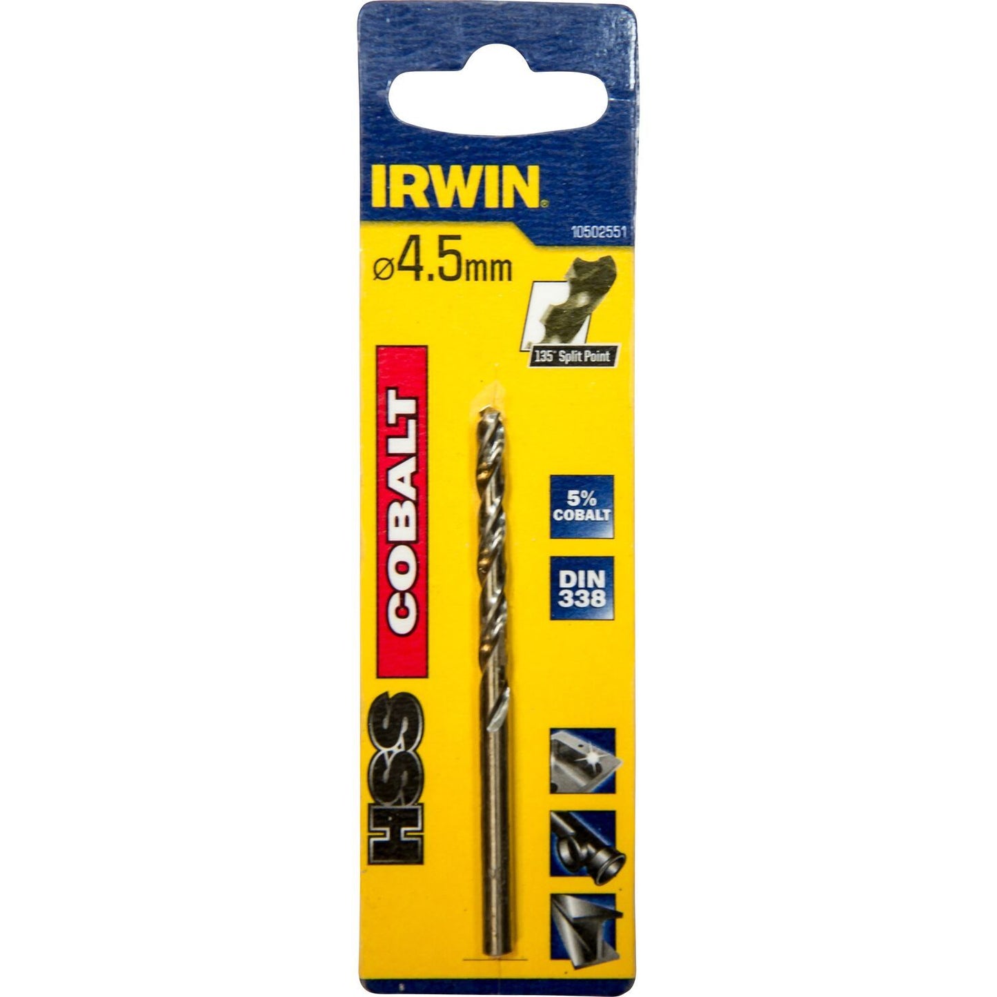 Irwin HSS Metaalboor 135° Cobalt 4.5MM - 10502551
