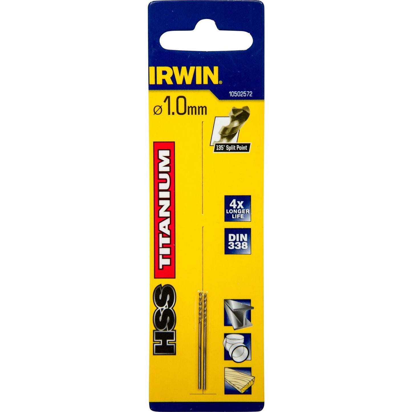 Irwin HSS Metaalboor 135° Titanium 1.0MM - 10502572