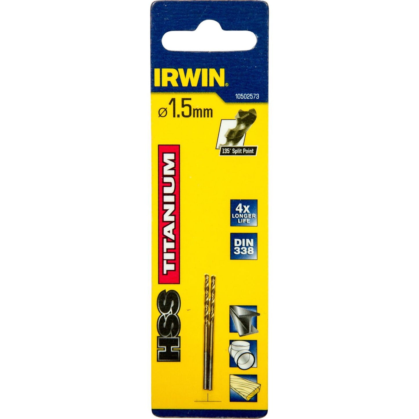 Irwin HSS Metaalboor 135° Titanium 1.5MM - 10502573