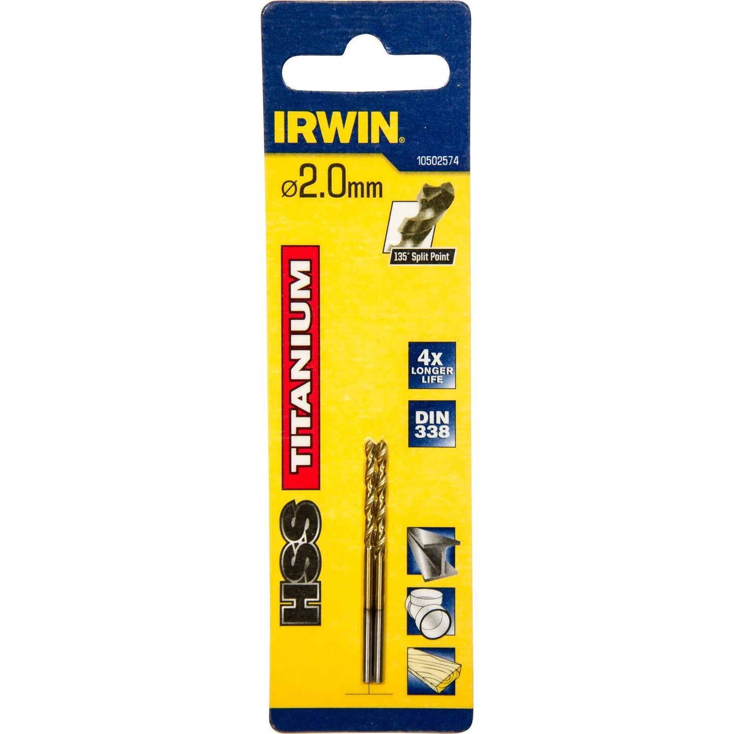 Irwin HSS Metallbohrer 135° Titan 2.0MM - 10502574
