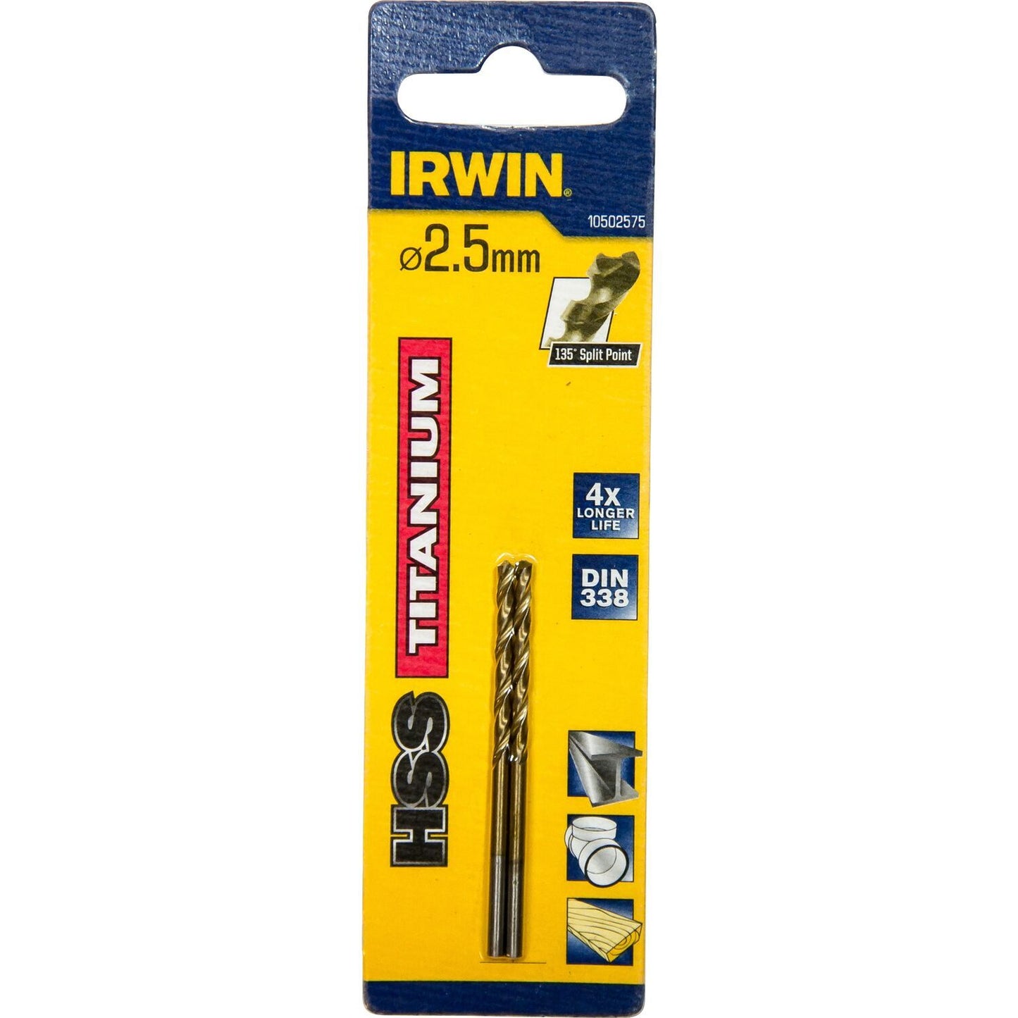 Irwin HSS Metal Drill 135° Titanium 2.5MM - 10502575