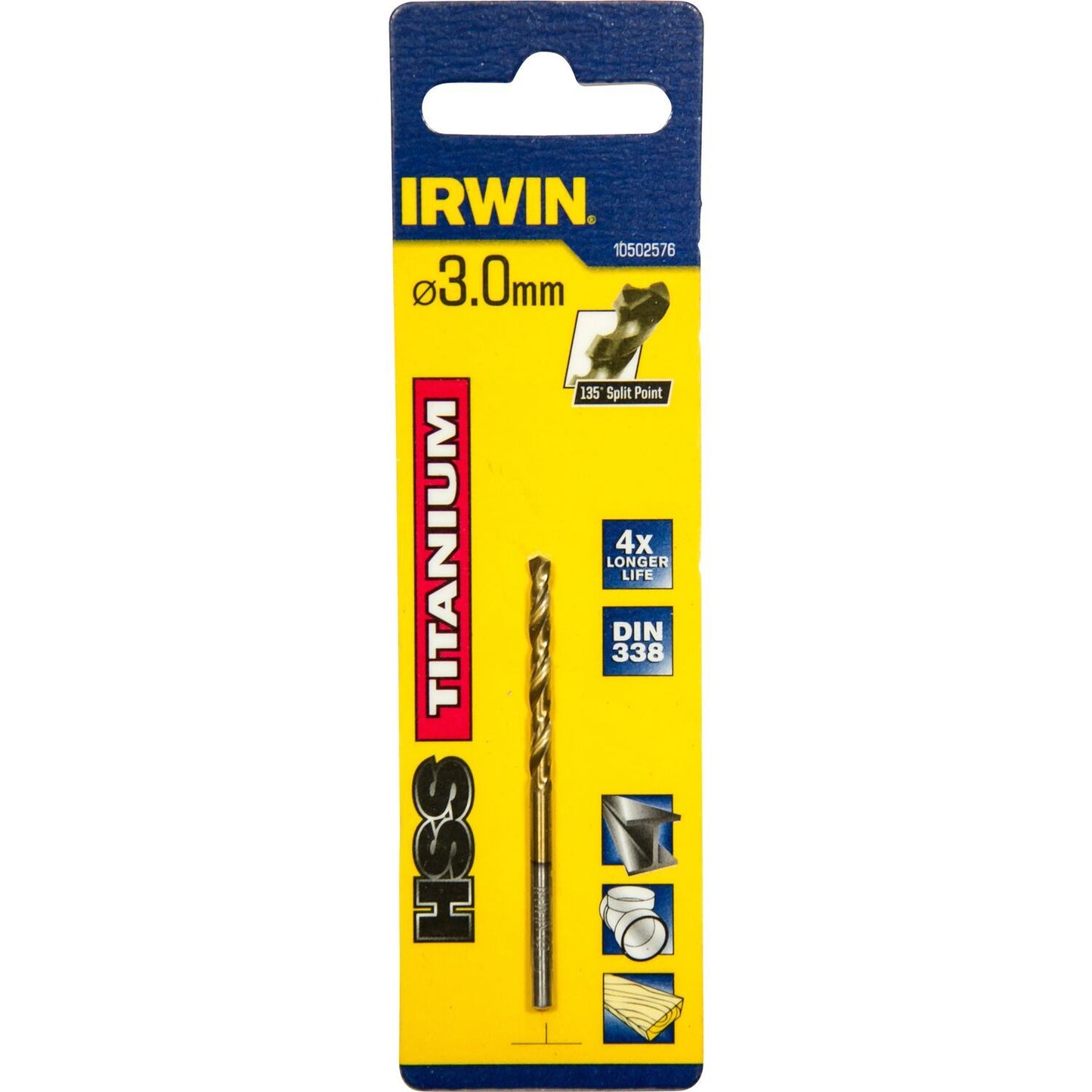 Irwin HSS Metaalboor 135° Titanium 3.0MM - 10502576
