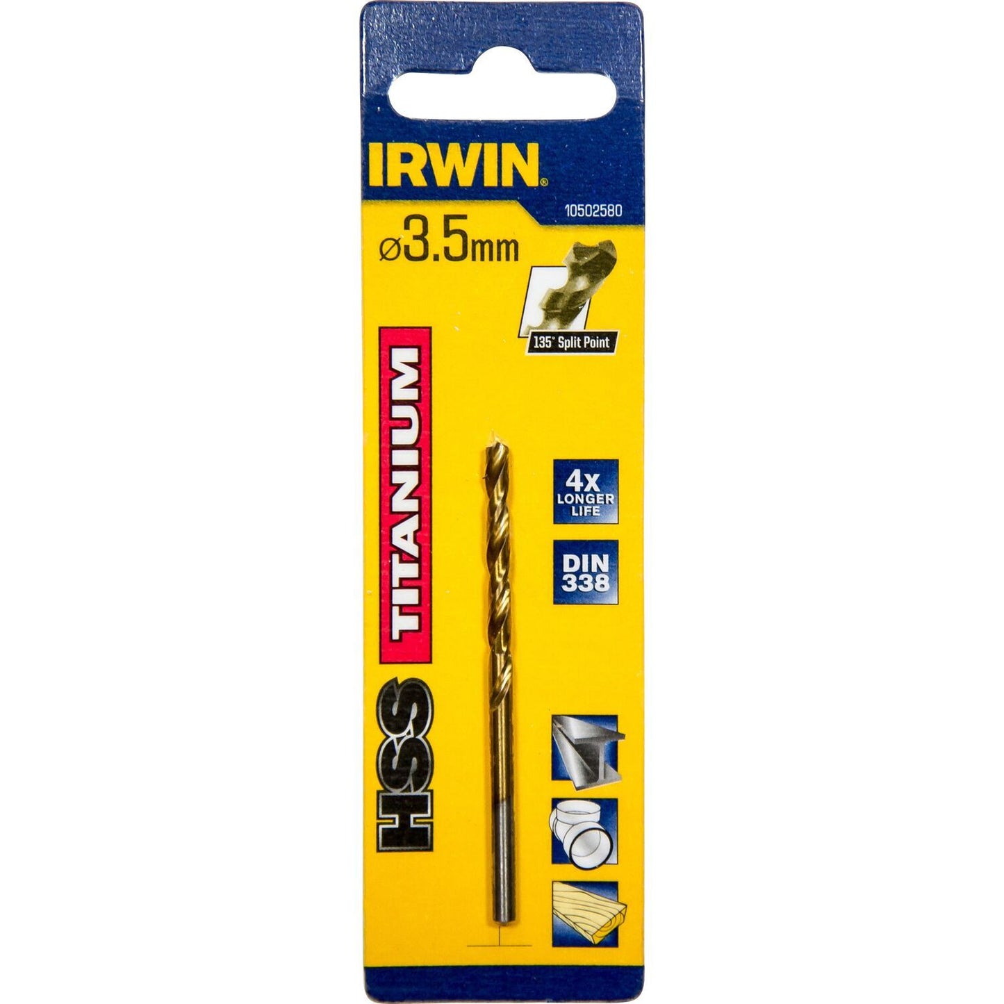Irwin HSS Metaalboor 135° Titanium 3.5MM - 10502580