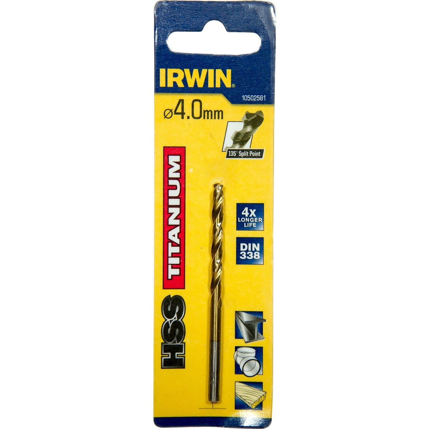 Irwin HSS Metaalboor 135° Titanium 4.0MM - 10502581