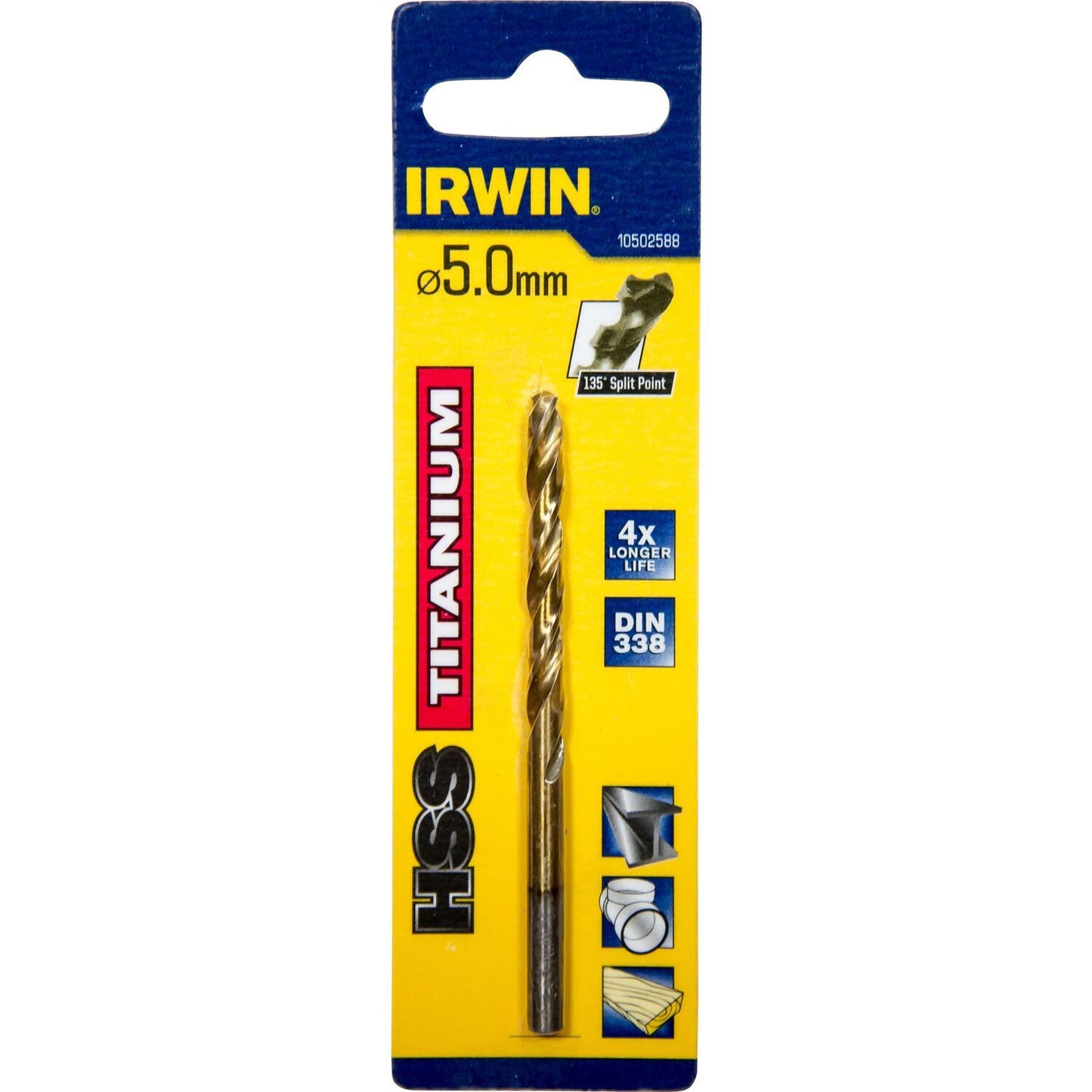 Irwin HSS Metallbohrer 135° Titan 5.0MM - 10502588