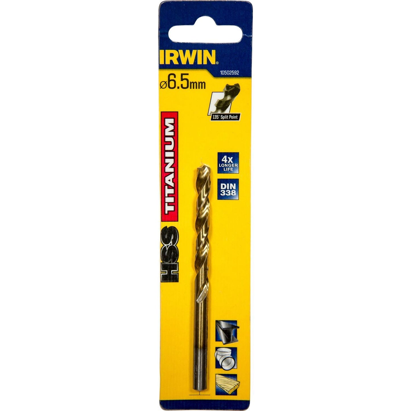 Irwin HSS Metal Drill 135° Titanium 6.5MM - 10502592