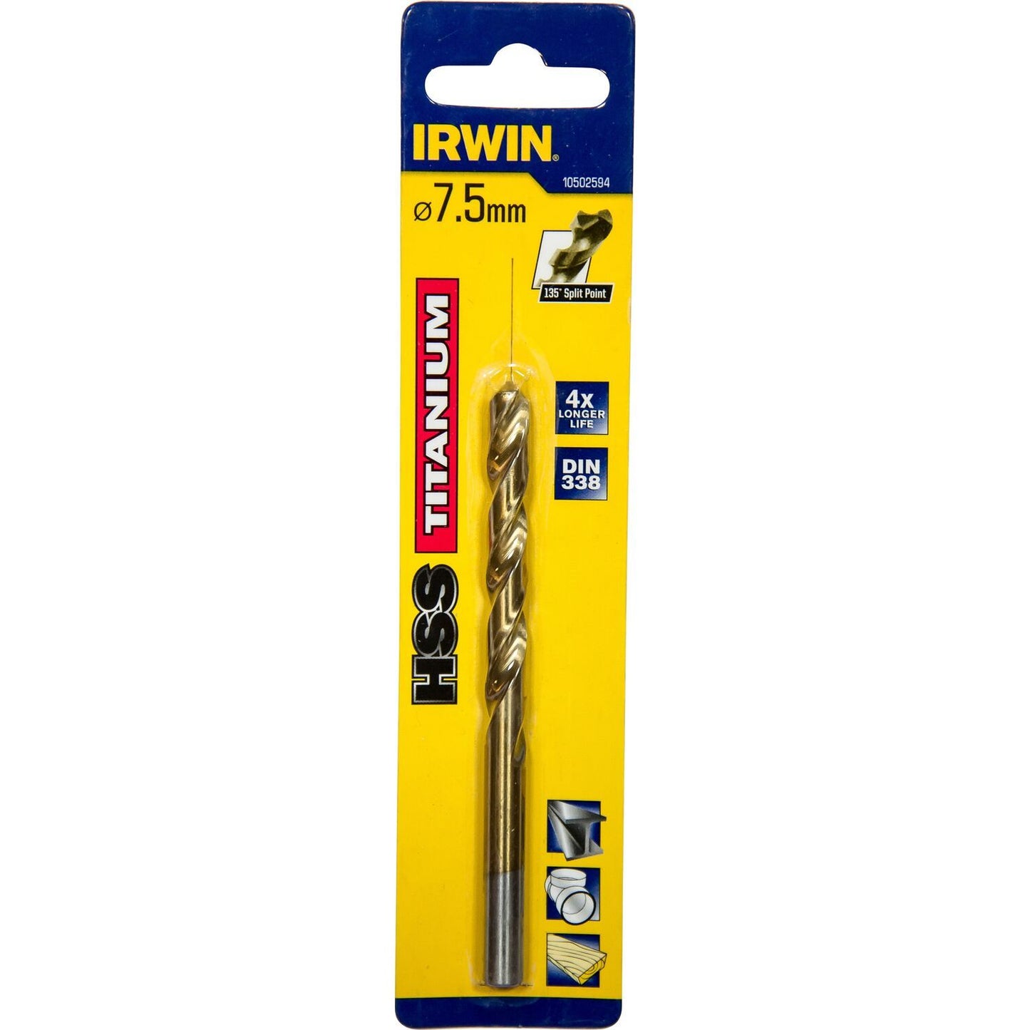 Irwin HSS Metaalboor 135° Titanium 7.5MM - 10502594
