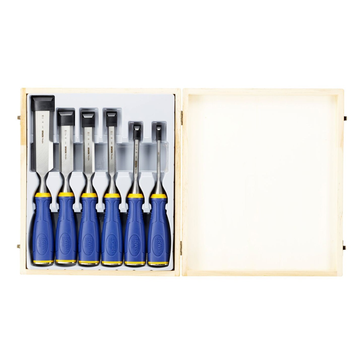 Irwin Universele Beitel met Slagkap MS500, 6 stuks, 6, 10, 15, 20, 25, 35 mm, houten kist - 10503541