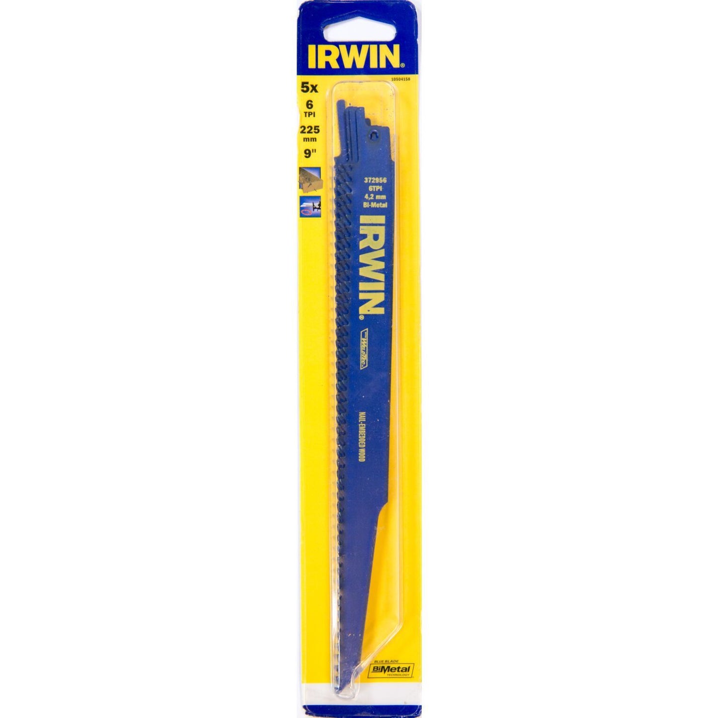 Irwin 956R 9"" / 225mm 6TPI, Cutting Wood with Nails - 10504158