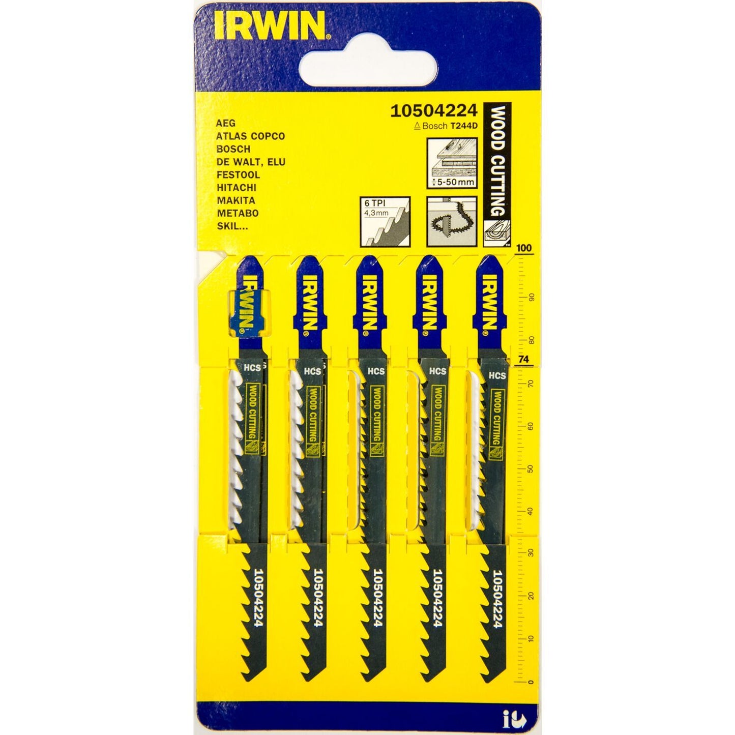 Irwin HCS, 100 mm, 6 TPI, T244D, standaard contour, houtzagen - 10504224