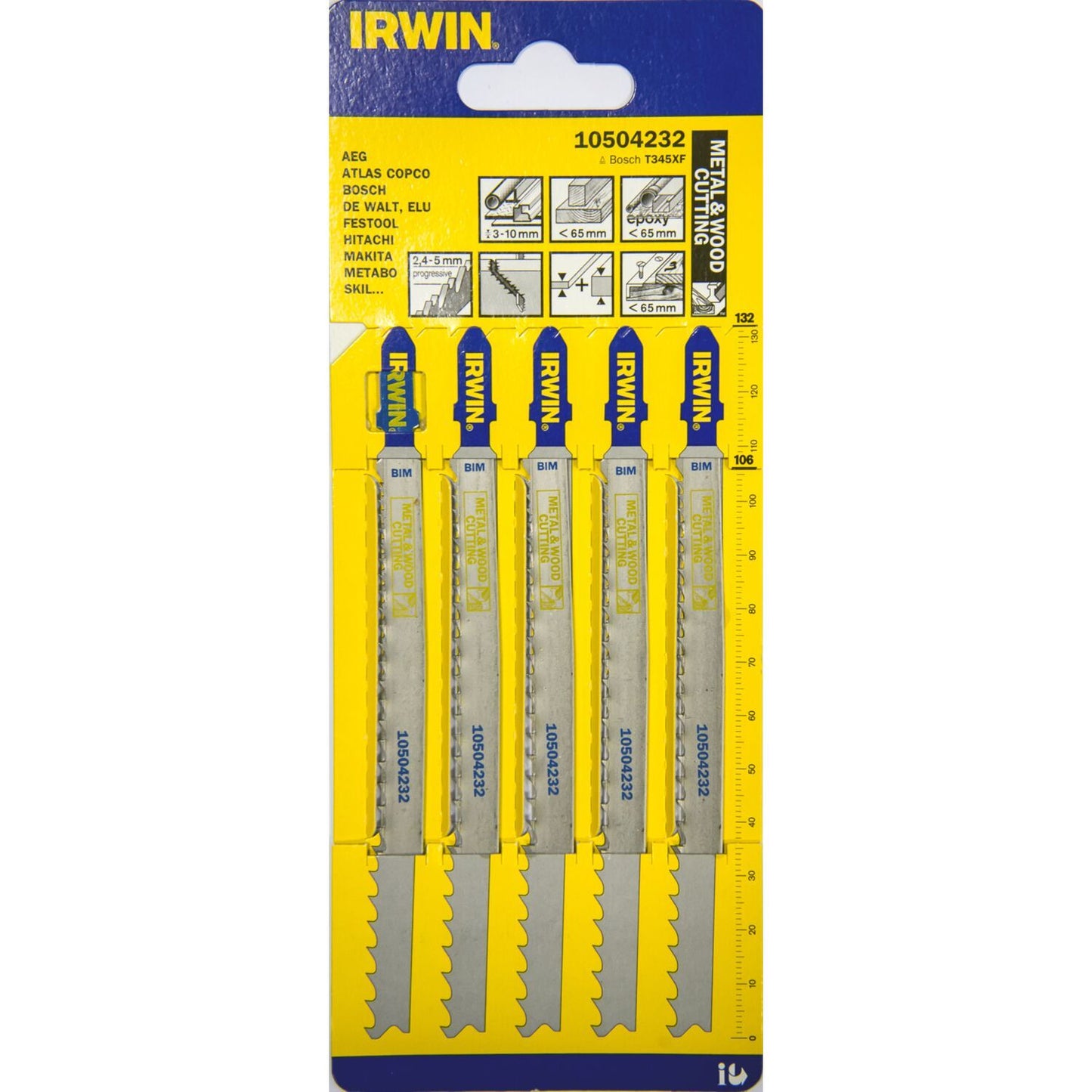 Irwin HSS, 132mm, Progressive 5-10 TPI, T345XF Metal &amp; Wood Saws - 10504232