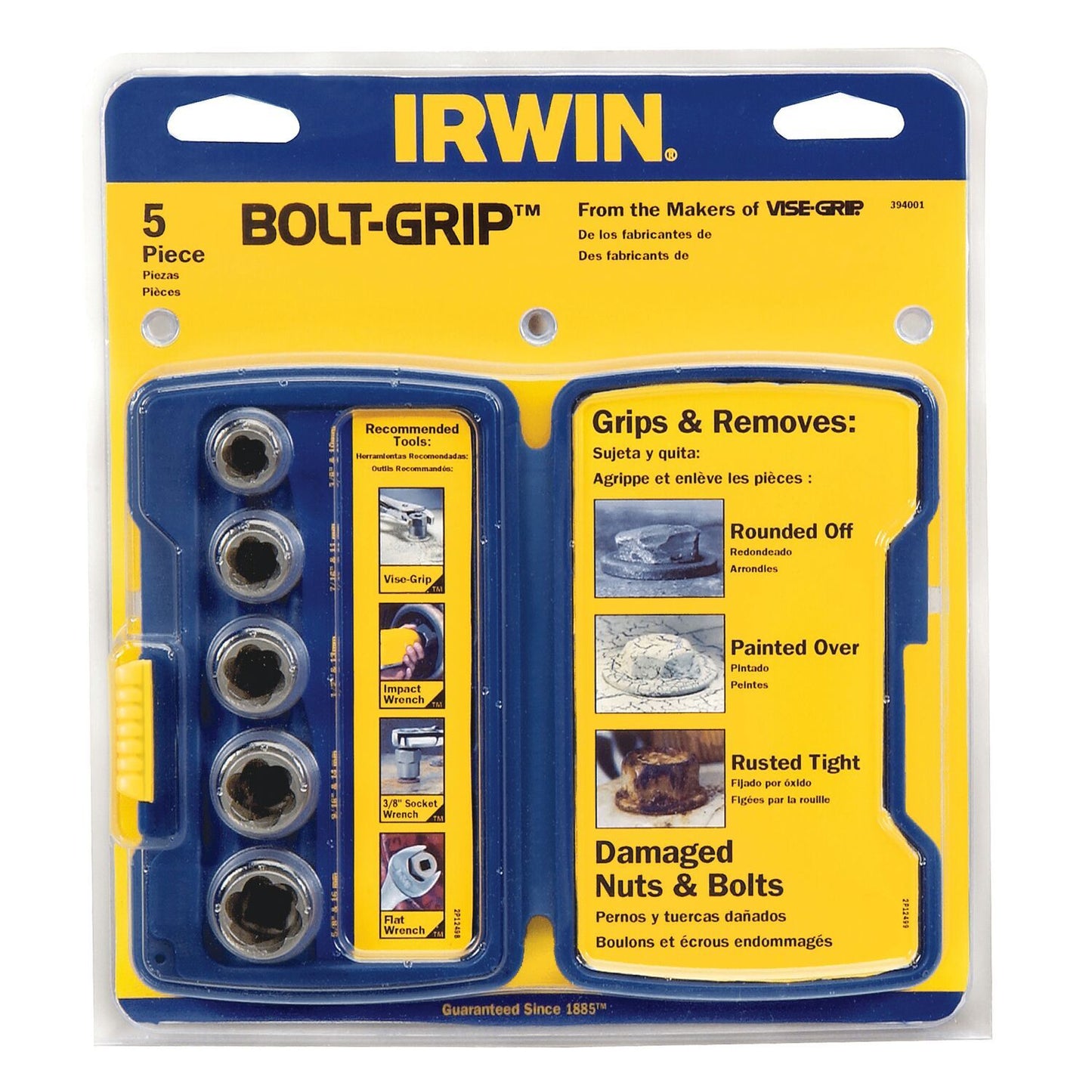 Irwin 5-delige bout exctractieset (basis): 3/8”, 7/16” (11 mm), 1/2”, 9/16” (14 mm), 5/8” (16 mm) - 10504634