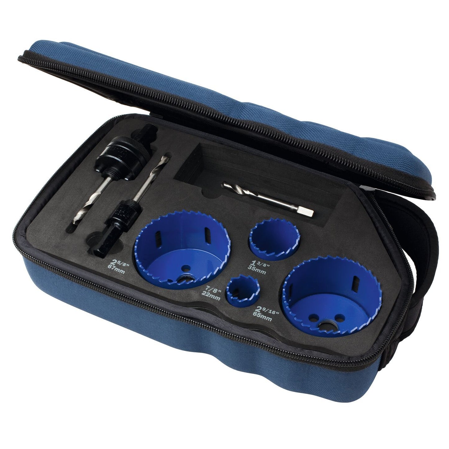 Irwin Gatzaagkit 600L: 22, 29, 35, 44, 51, 64 mm, Stiften 10504535 & 10504536, geleideboor - 10506439