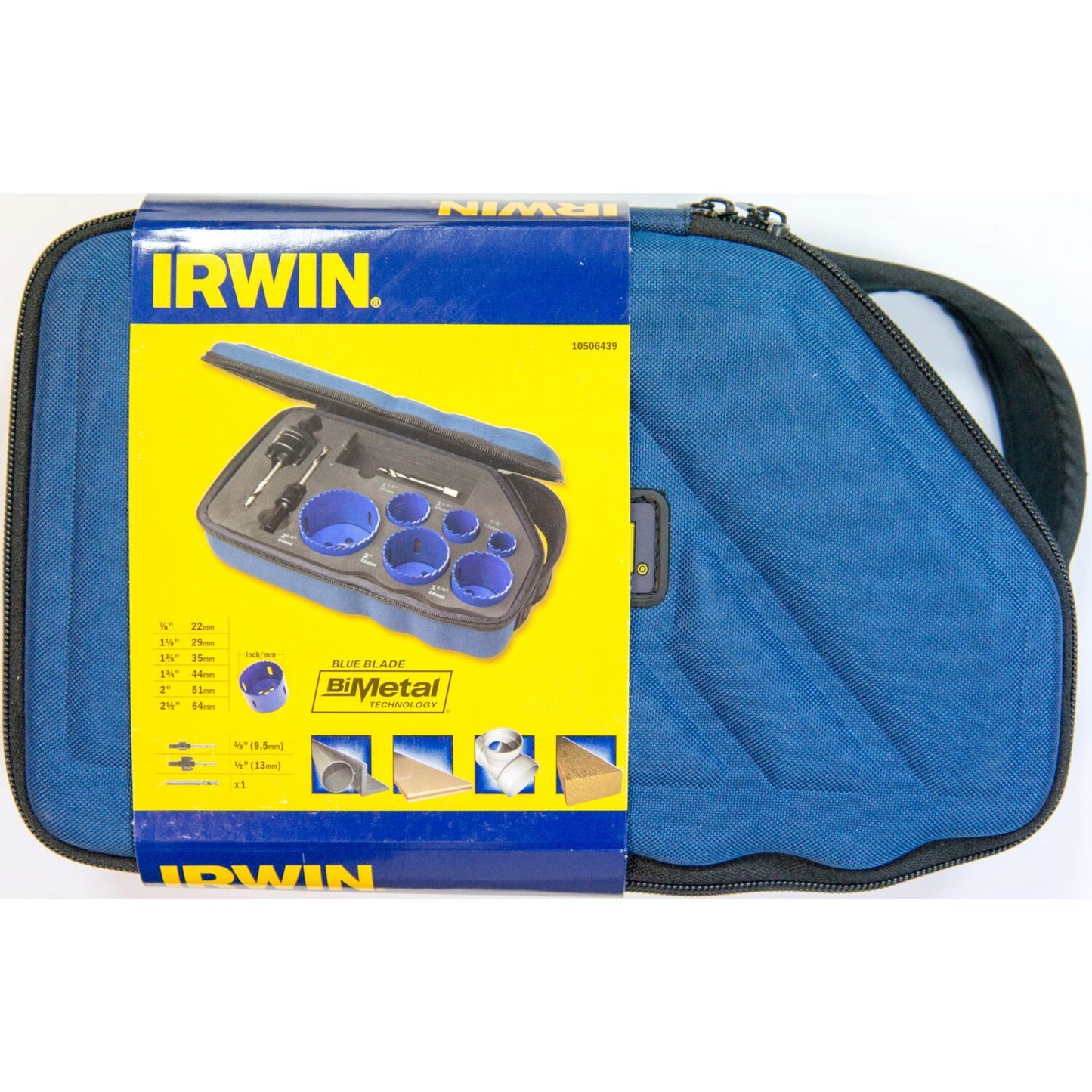 Irwin Gatzaagkit 600L: 22, 29, 35, 44, 51, 64 mm, Stiften 10504535 & 10504536, geleideboor - 10506439