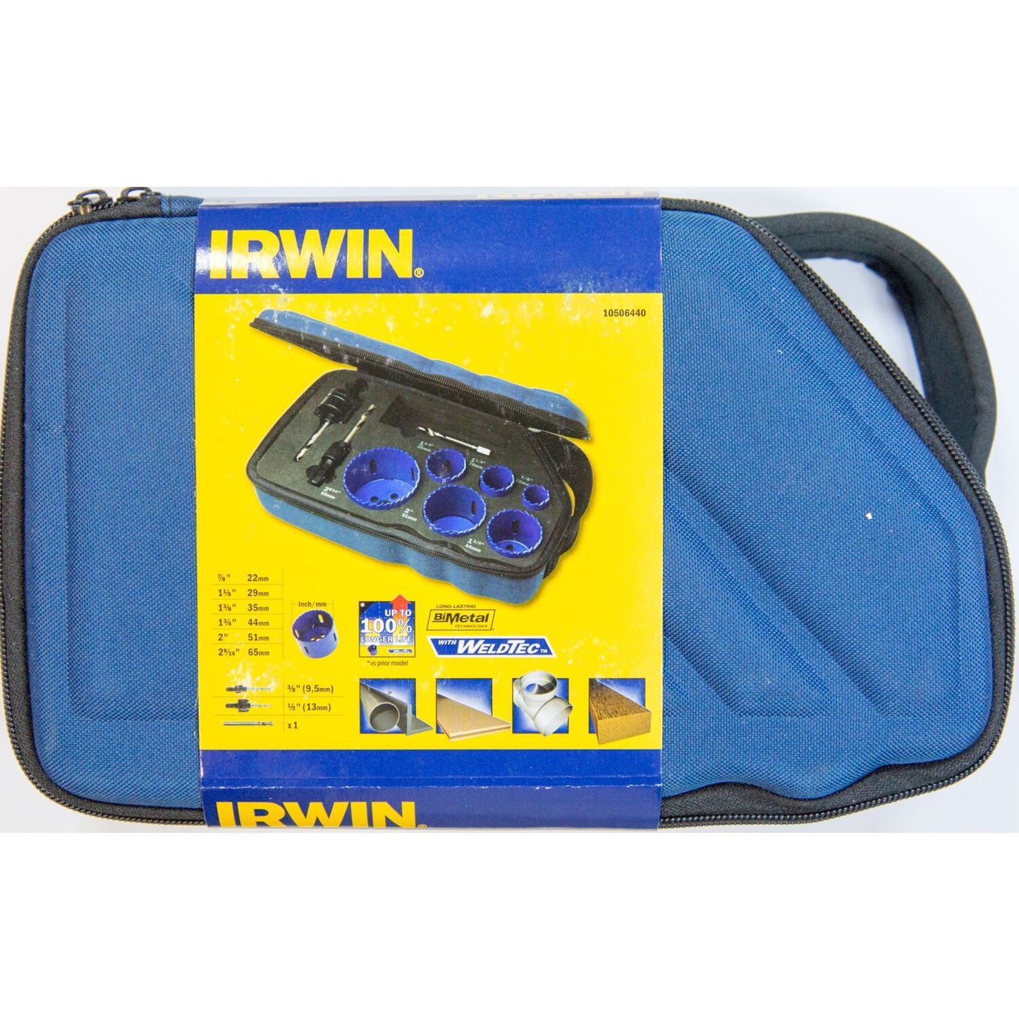 Irwin Gatzaagkit 600L SE: 22, 29, 35, 44, 51, 65 mm, Stiften 10504535 & 10504536, geleideboor - 10506440