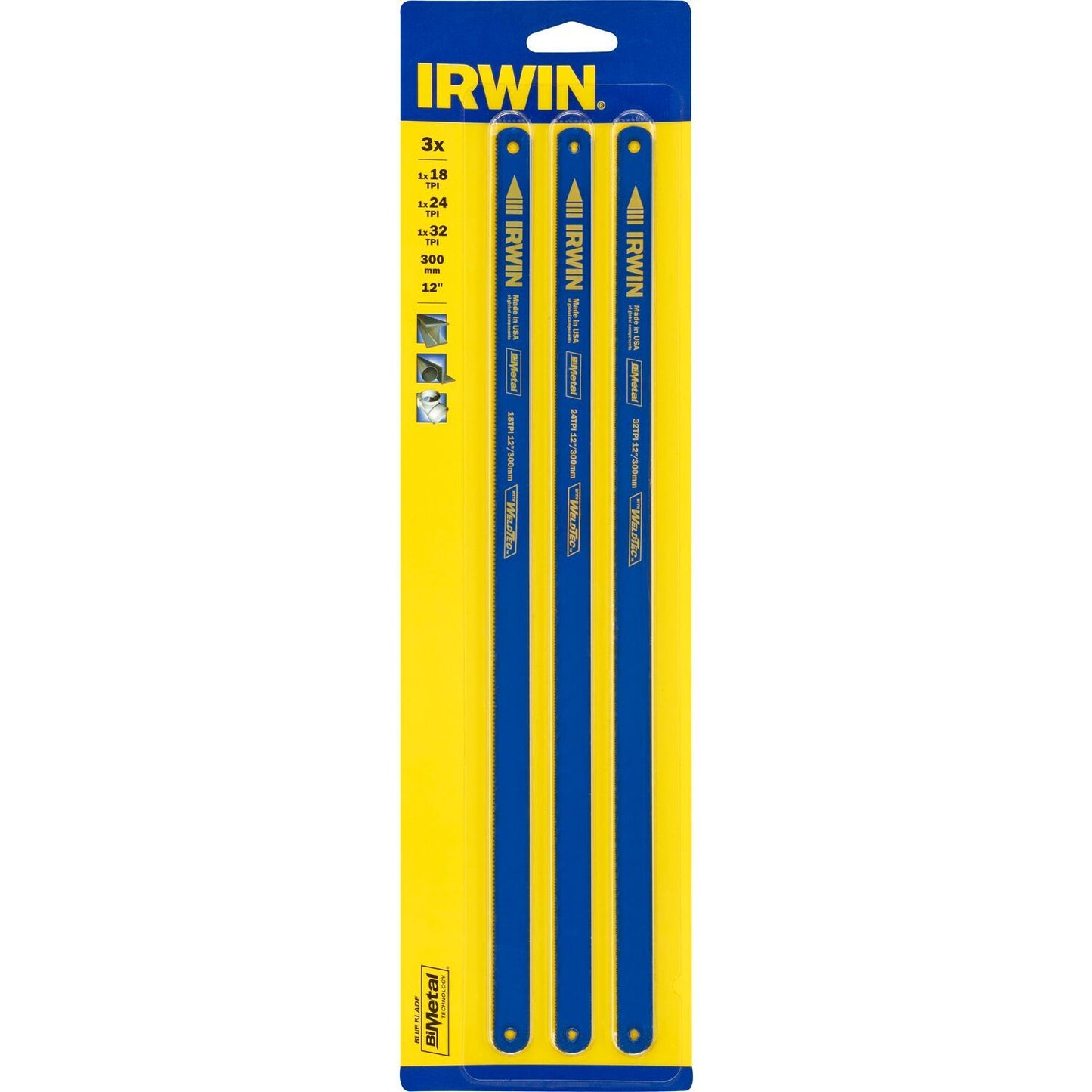 Irwin Bimetaalzaagblad 3 per verpakking (telkens 18, 24 en 32 TP), 12” / 300 mm - 10507929