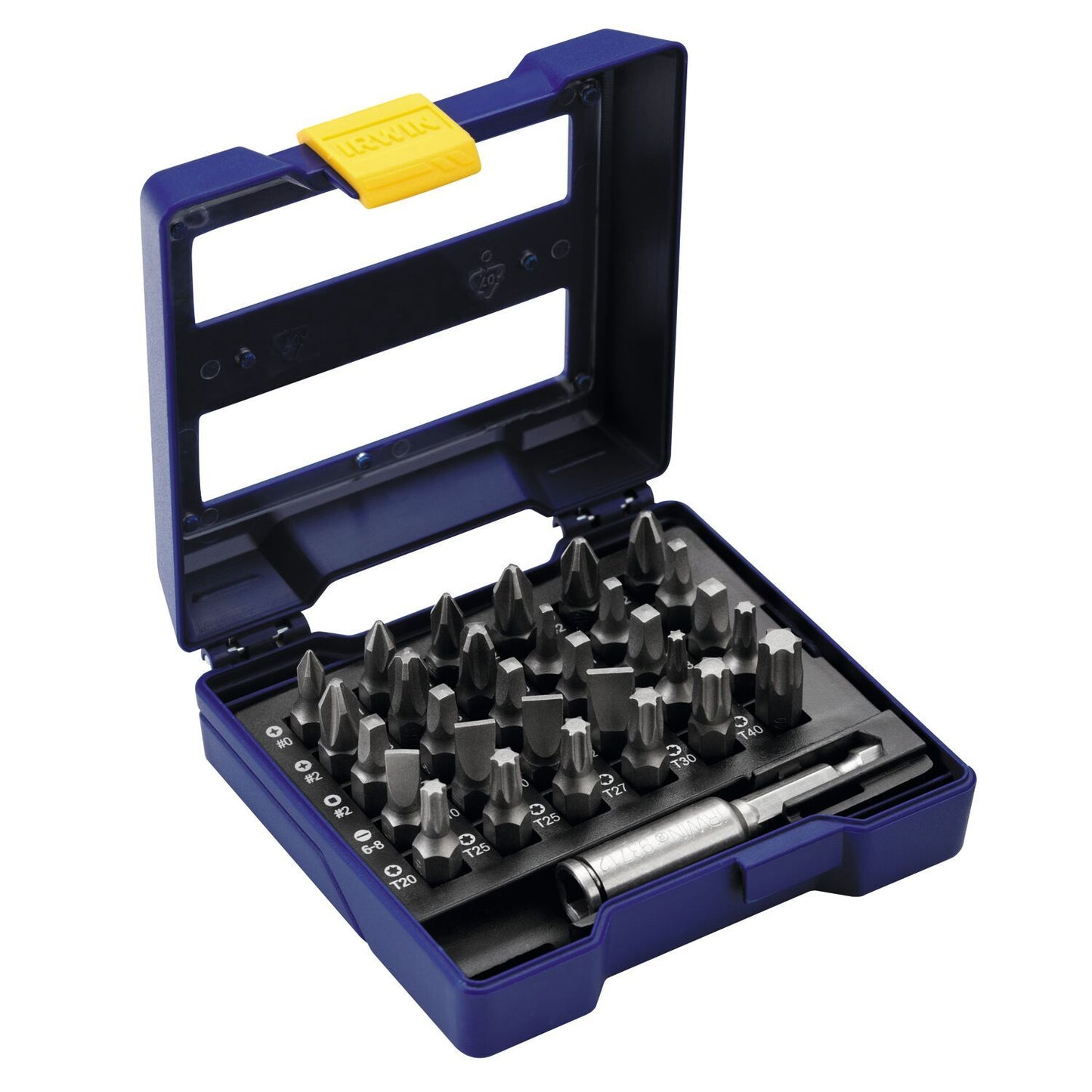 Irwin Assortiment schroefbits 30-delig (PH1/2xPH2/PH3/PZ1/2xPZ2/PZ3/SL4-5/SL6-8/SL8-10/HEX4/HEX5/HEX6/2xT10/4xT15/4xT20/3xT25/2xT30/T40 + bithouder) - 1868251