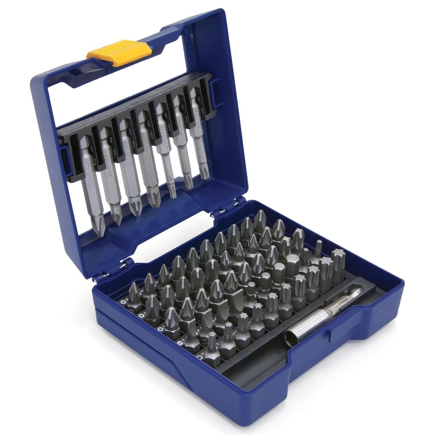 Irwin Assortiment schroefbits 38-delig (3xPH1/10xPH2/2xPH3/3xPZ1/10xPZ2/2xPZ3/SL3-4/SL4-5/SL6-8/SL8-10/HEX3/HEX4/HEX5/HEX6/2xT10/2xT15/2xT20/2xT25/2xT30/2xT40 + bits voor schroevendraaier PH2/PZ1/PZ2/