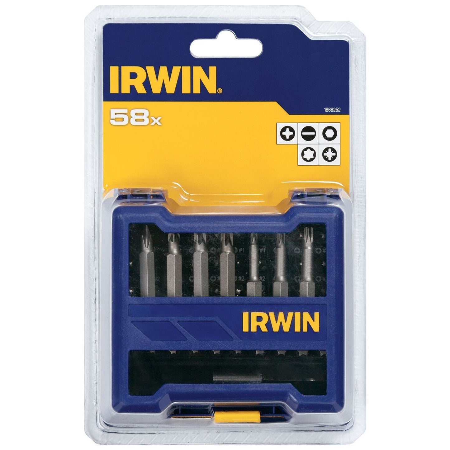 Irwin Assortiment schroefbits 38-delig (3xPH1/10xPH2/2xPH3/3xPZ1/10xPZ2/2xPZ3/SL3-4/SL4-5/SL6-8/SL8-10/HEX3/HEX4/HEX5/HEX6/2xT10/2xT15/2xT20/2xT25/2xT30/2xT40 + bits voor schroevendraaier PH2/PZ1/PZ2/