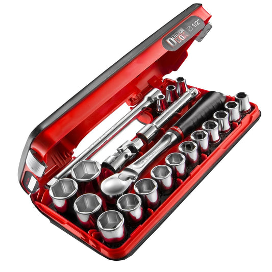 Compacte 1/2" Doppenset 6-kant met Ratel SL.161 - 21-delig - SL.DBOX1PB