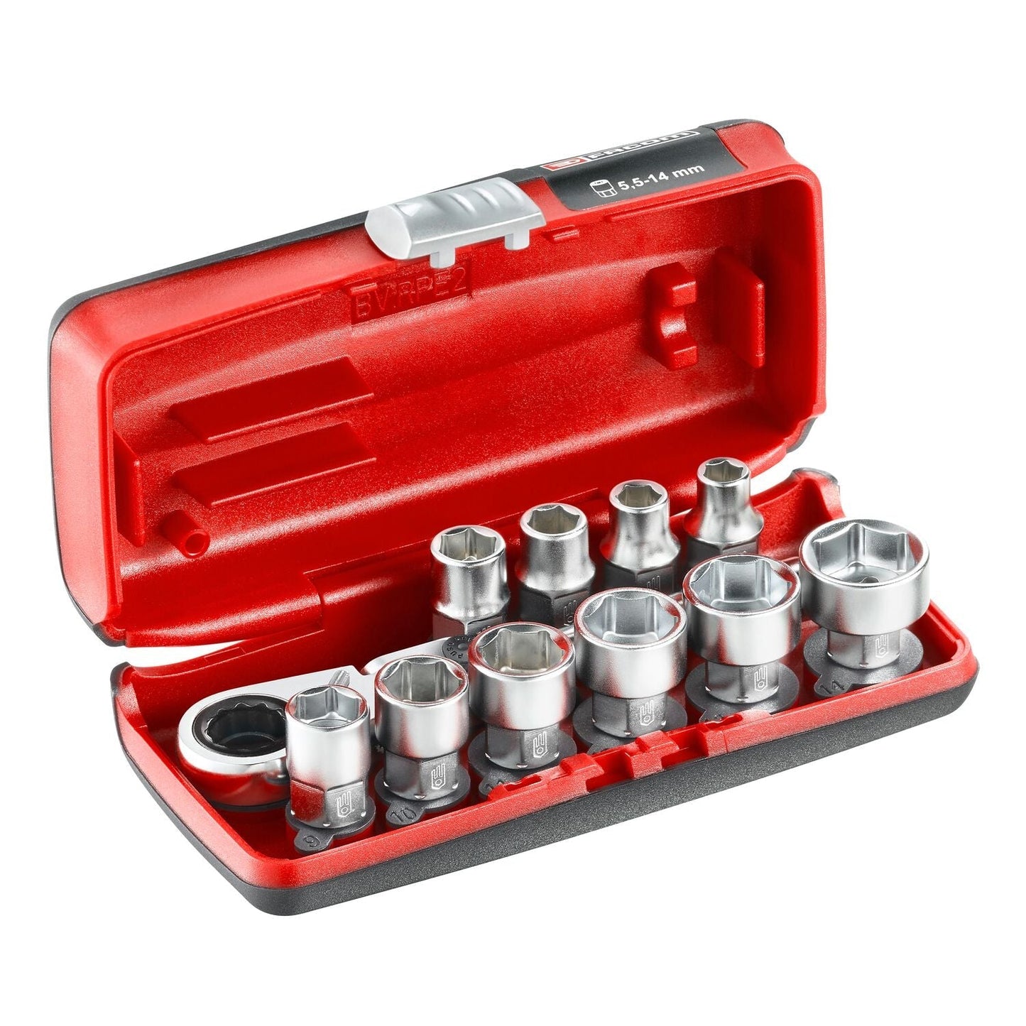 Socket set 1/4" 6-point with Push-through ratchet R.180HX - RXPICOPB